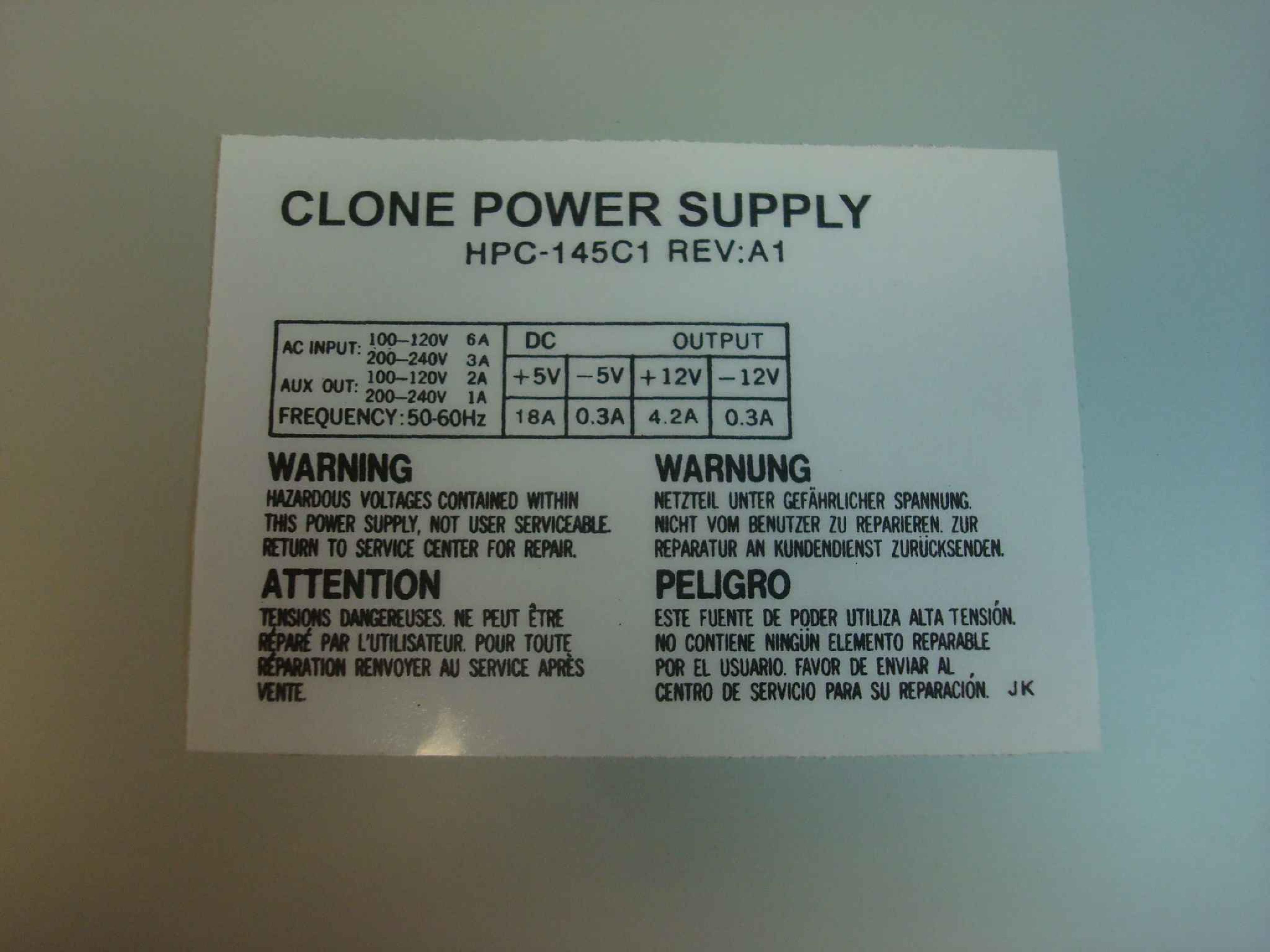 ACER 56.04145.1K2 CLONE POWER SUPPLY 145W AT POWER SUPPLY