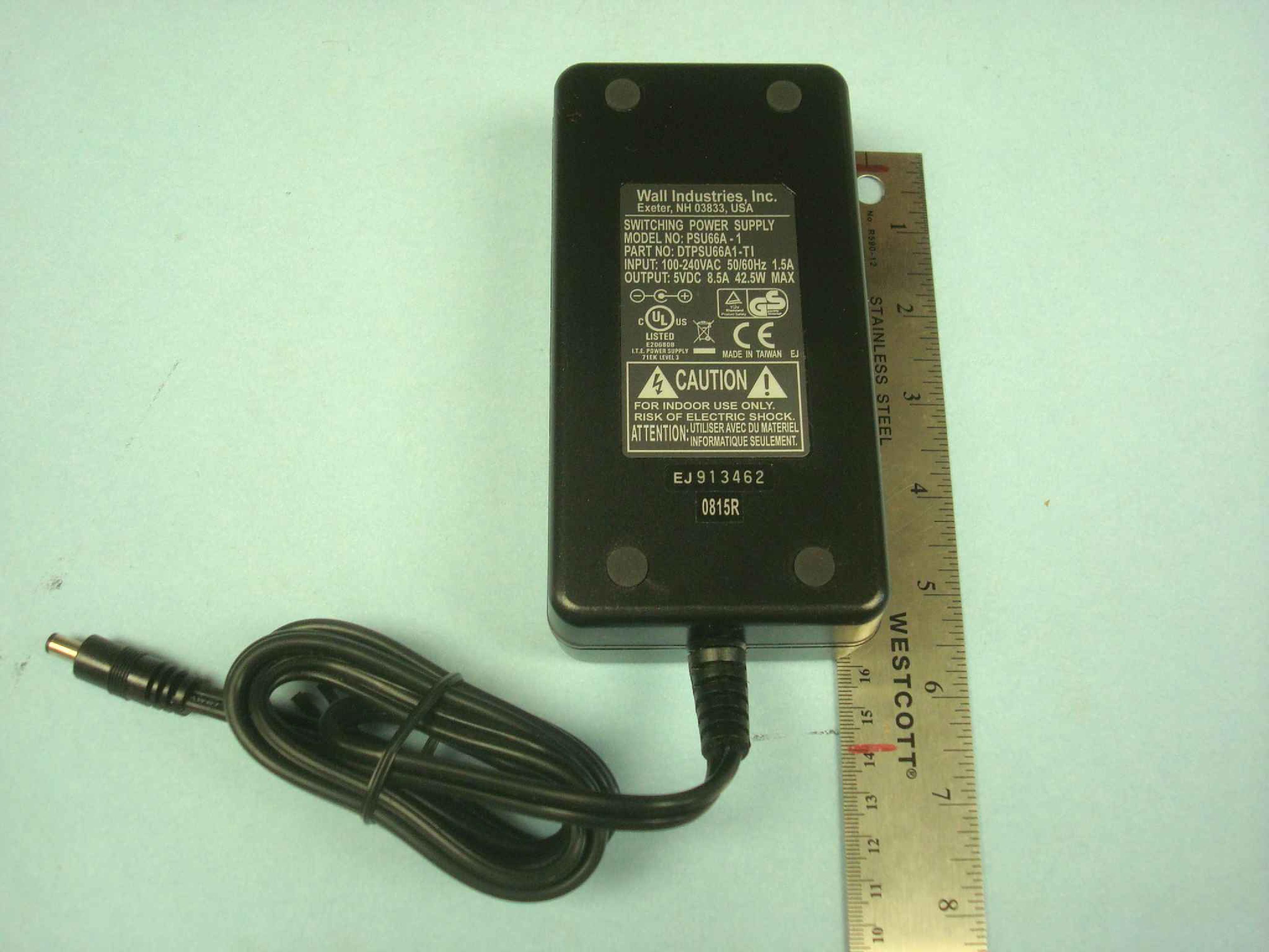 WALL IND 0815R AC ADAPTER BULK PACK 5VDC 8.5A 42.5WATT (ID 2.5MM X OD 5.5MM BARREL +TIP)