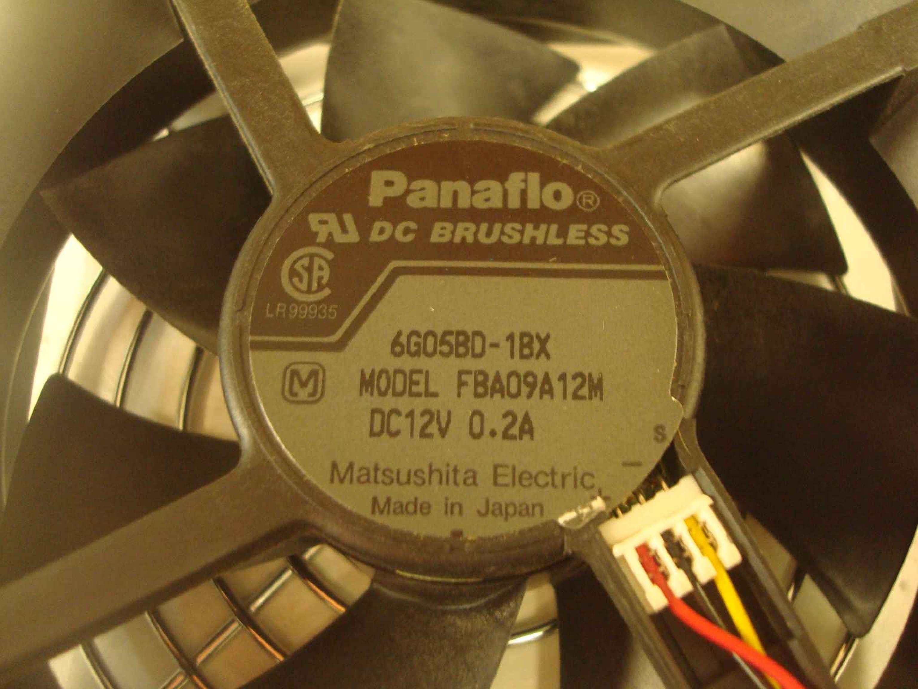 PANAFLO LR99935 FAN MED SPEED 92X92X25MM 3 PIN FAN 12VDC 0.2AMP