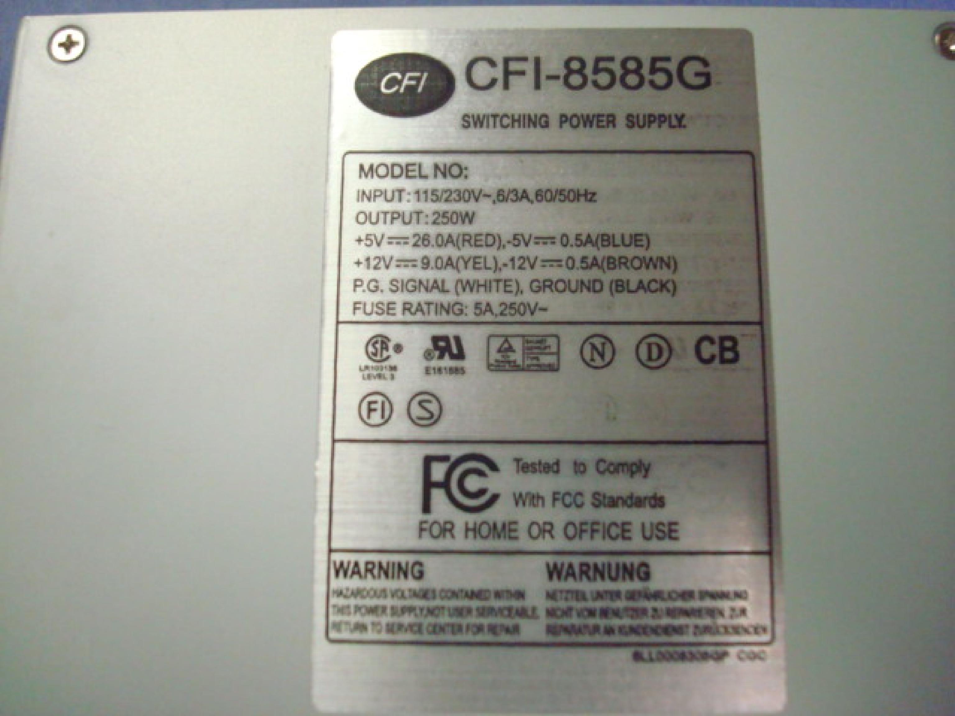 CFI CFI-8585G 250W AT POWER SUPPLY