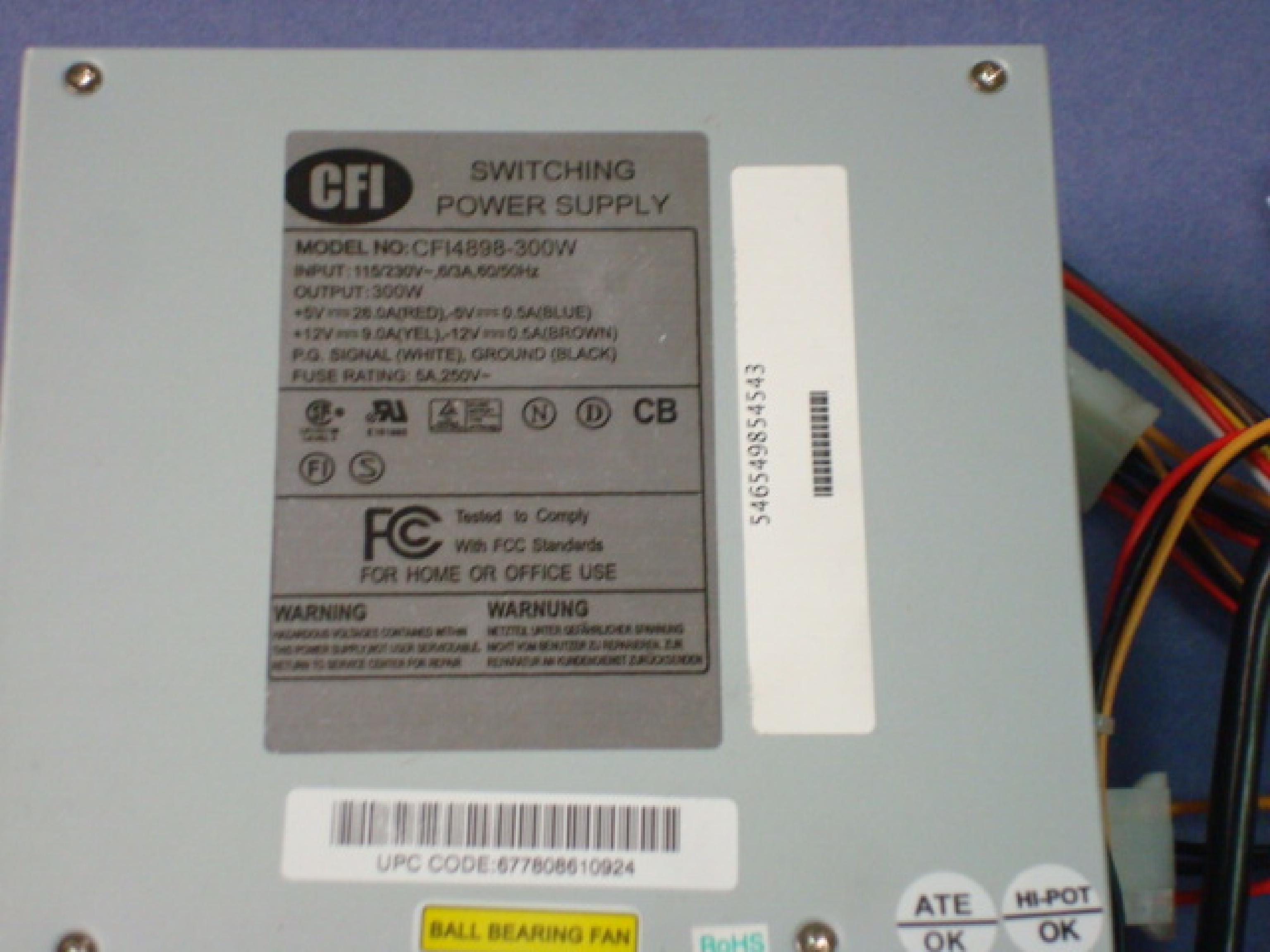 CFI CFI4898-300W 300W AT POWER SUPPLY