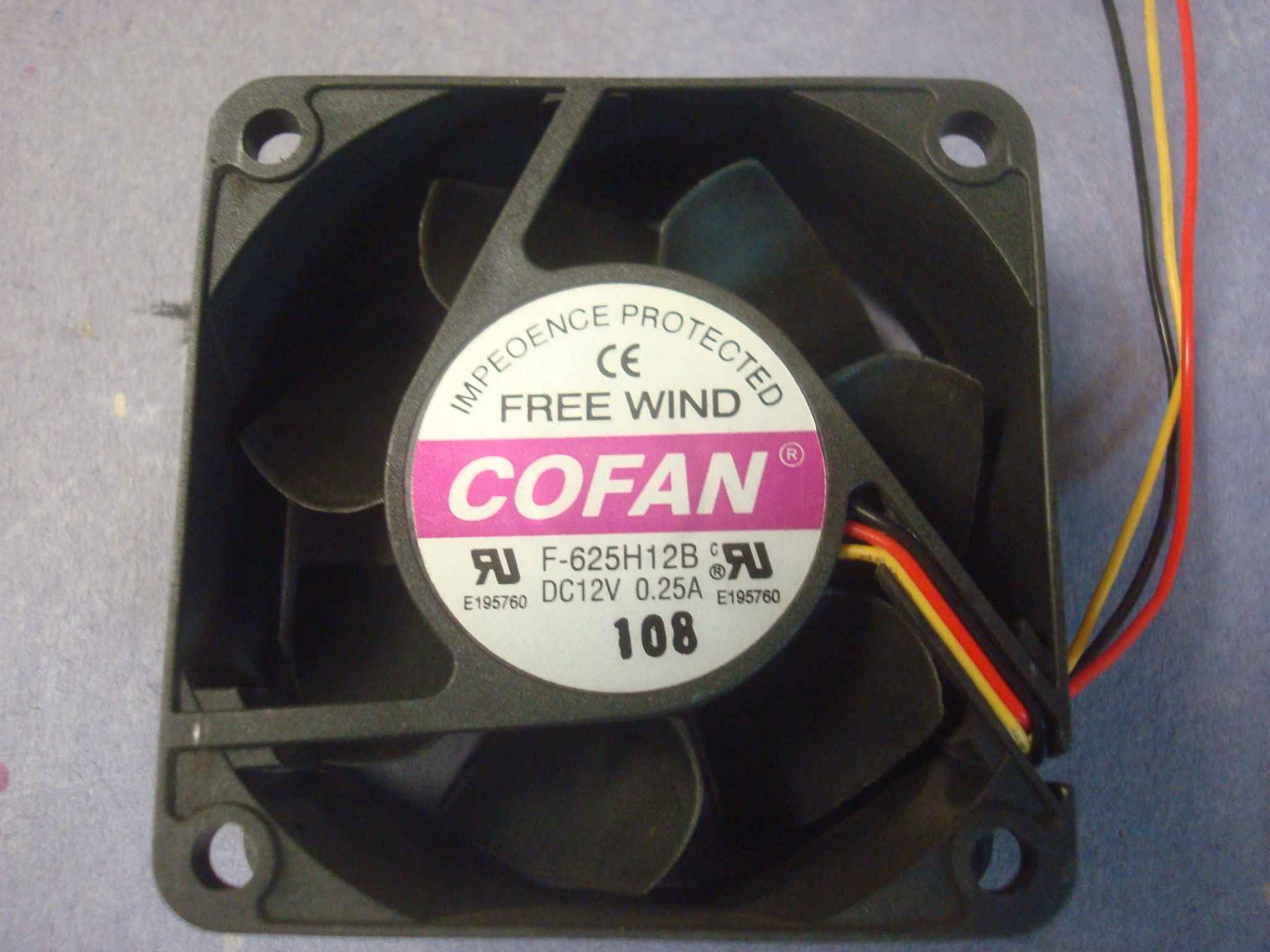 COFAN E195760 FAN, FREE WIND 12VDC 0.25A, 3-WIRE, 60X25MM