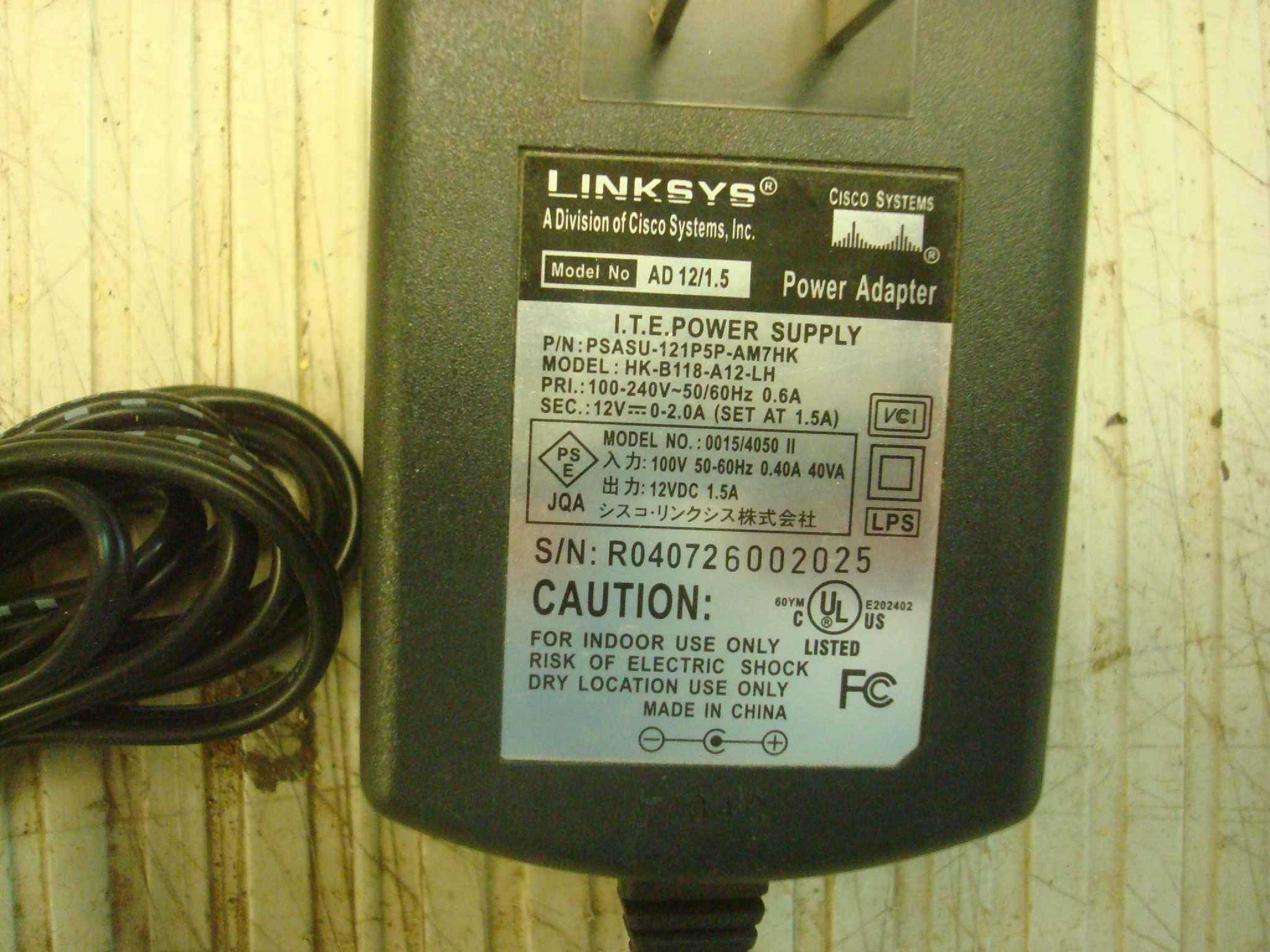 LINKSYS PSASU-121P5P-AM7HK Genuine 12V 2A Power Supply AC ADAPTER for