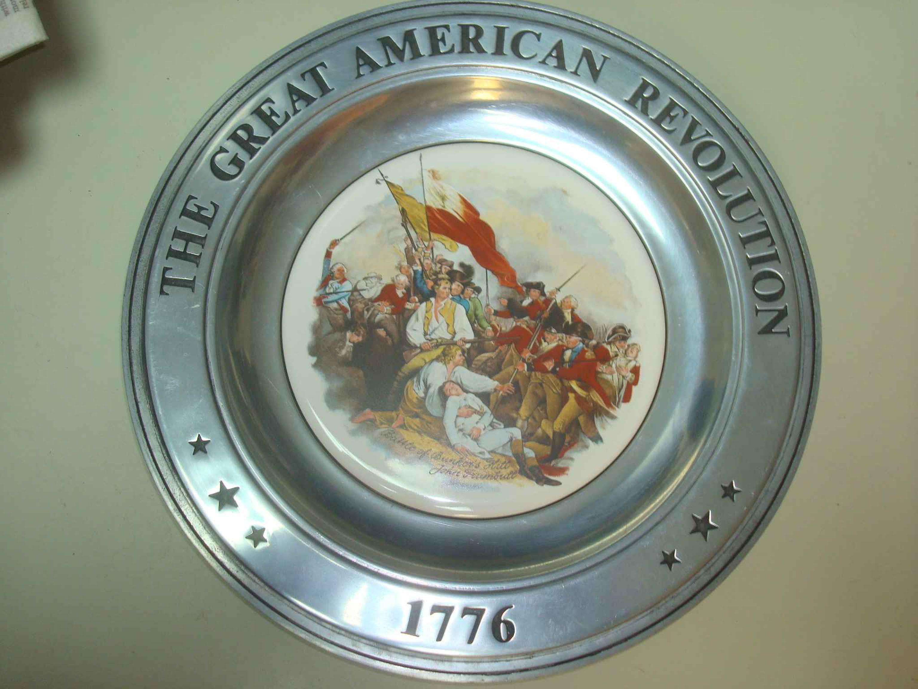 JRS 2157 THE GREAT AMERICAN REVOLUTION 1776 SET OF 5 PEWTER PLATES