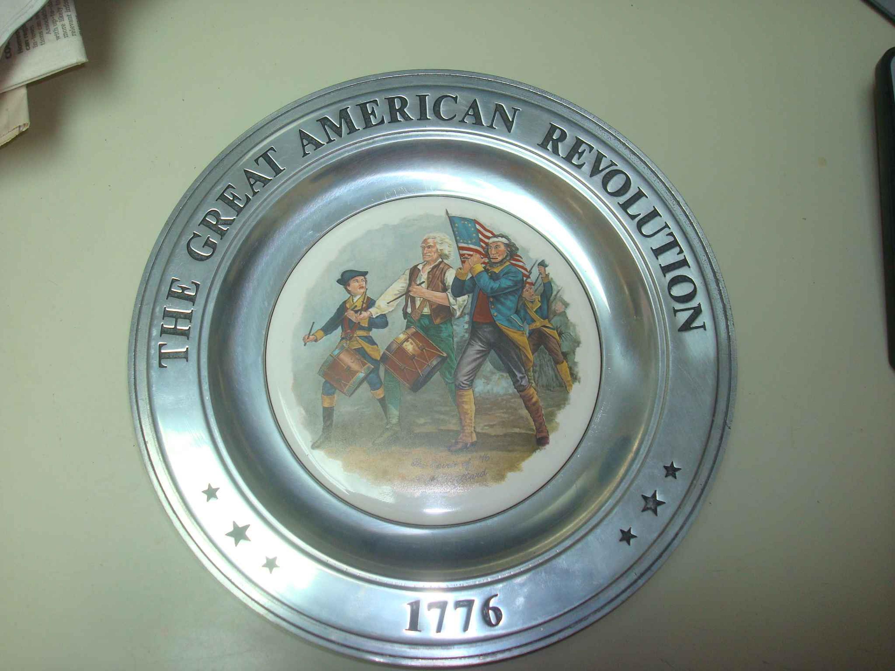 JRS 2157 THE GREAT AMERICAN REVOLUTION 1776 SET OF 5 PEWTER PLATES