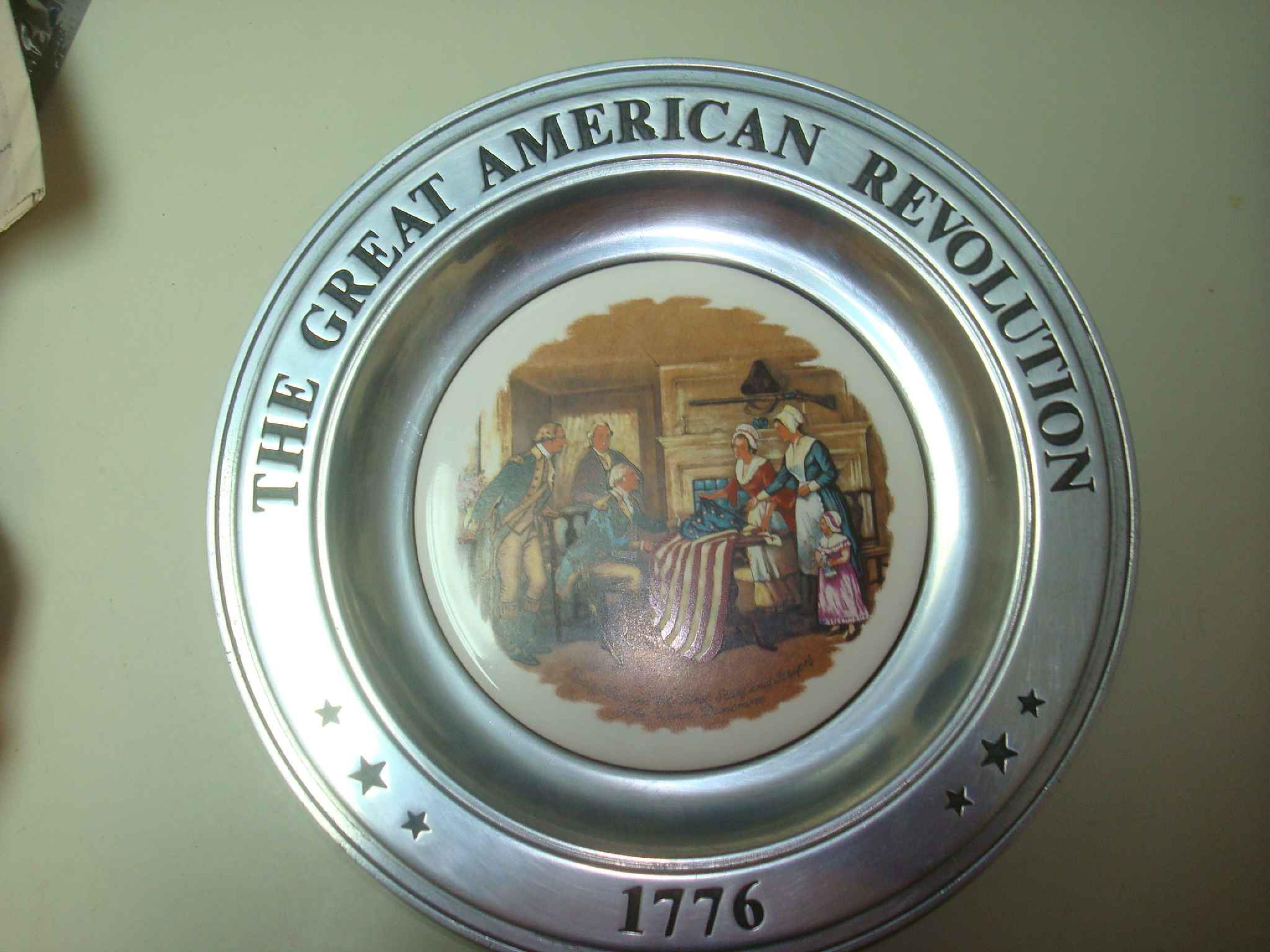 JRS 2157 THE GREAT AMERICAN REVOLUTION 1776 SET OF 5 PEWTER PLATES