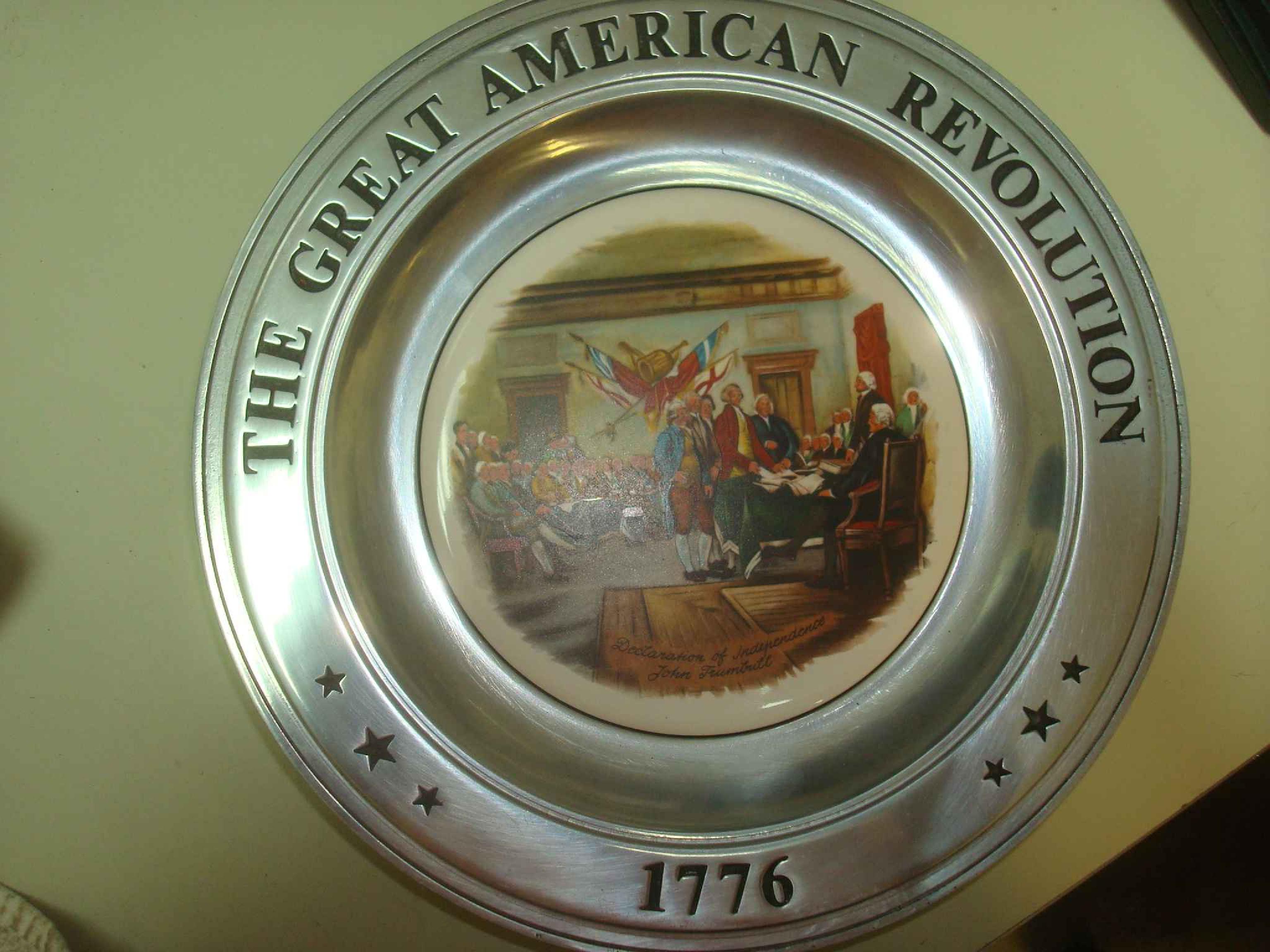 JRS 2157 THE GREAT AMERICAN REVOLUTION 1776 SET OF 5 PEWTER PLATES