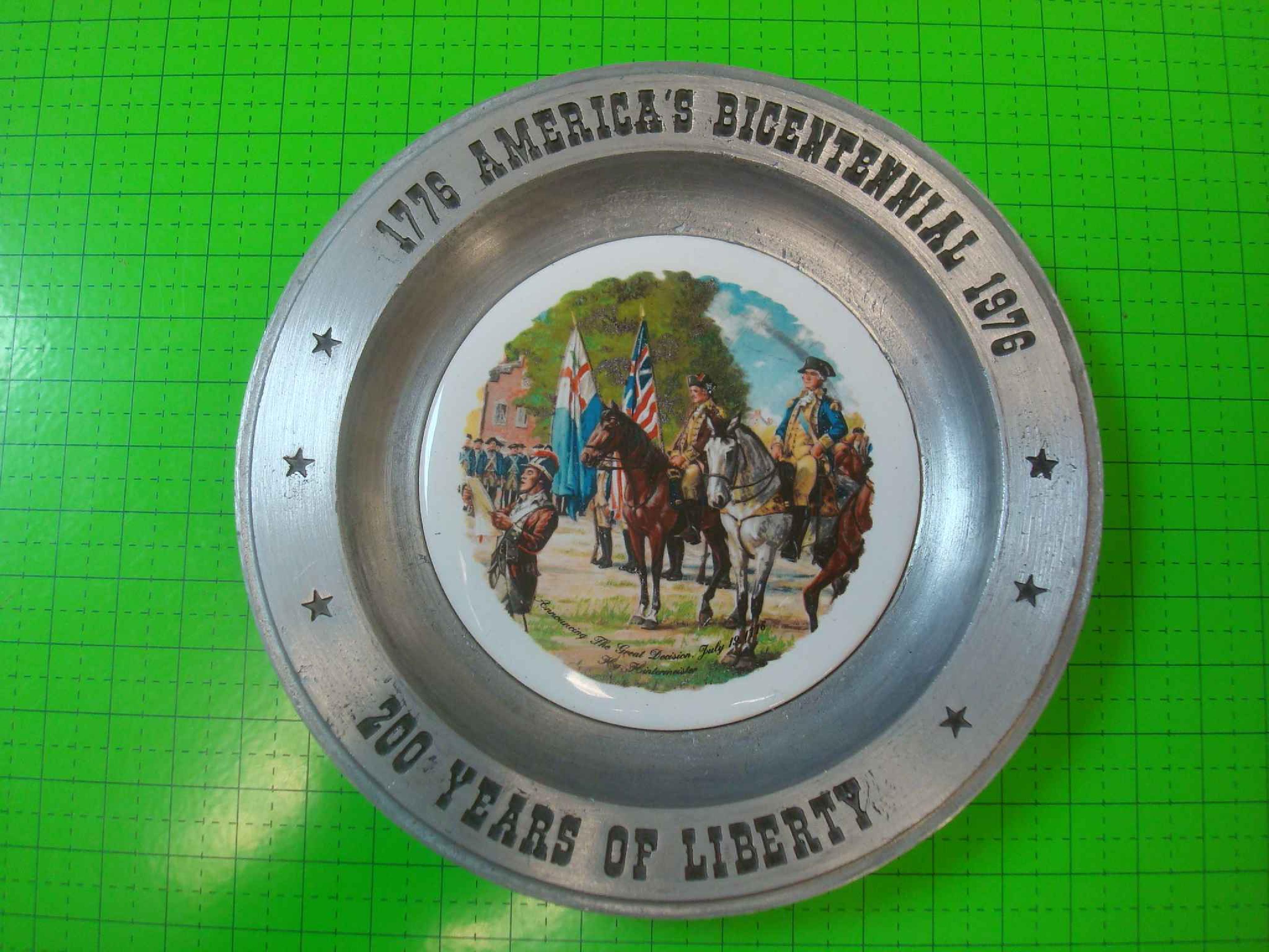 ART CHINA LIBERTY PLATES set of 4 COMMEMORATIVE PLATE ENAMEL SPIRIT OF '76