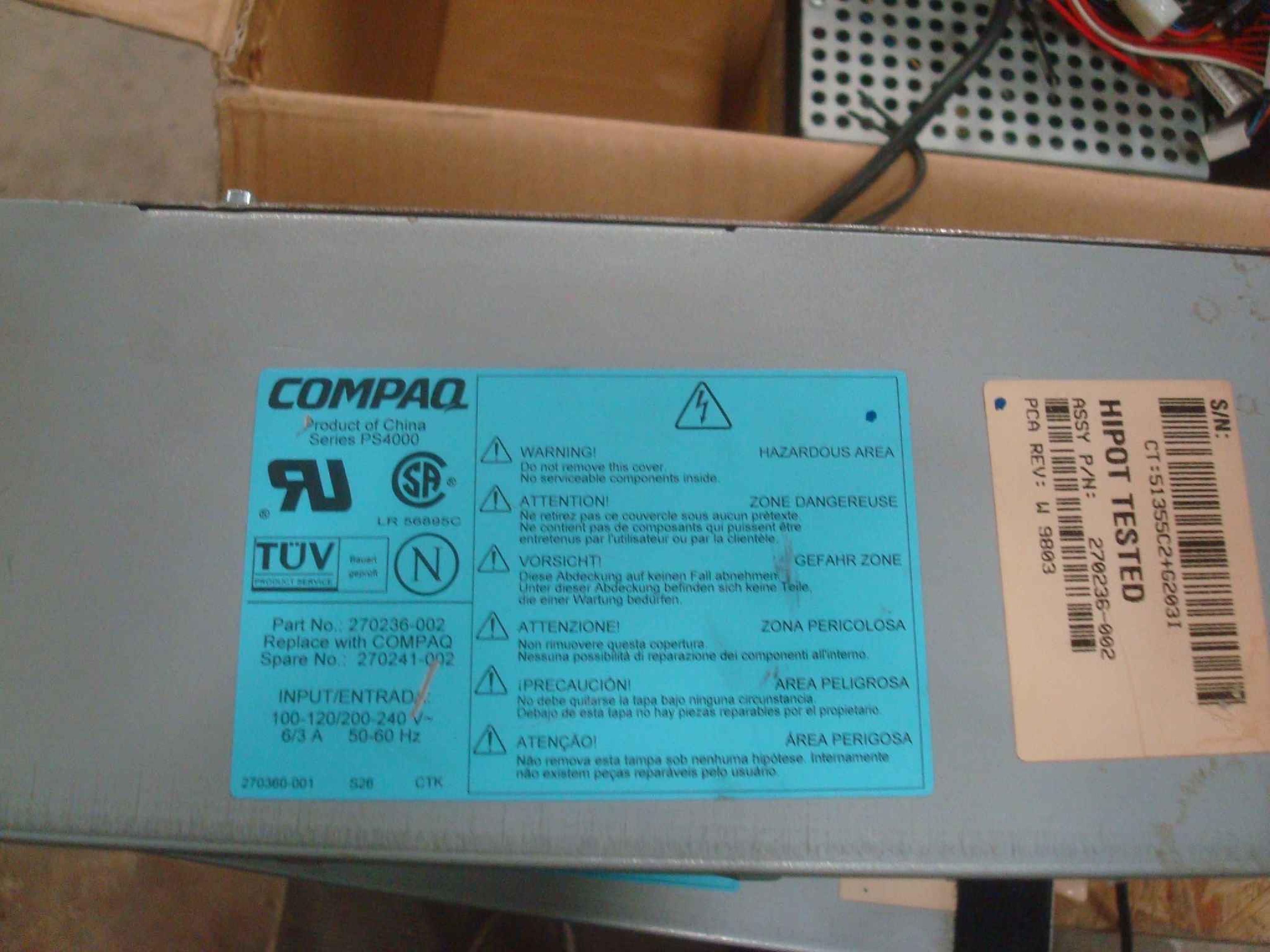 COMPAQ / HEWLETT PACKARD / HP 270236-002 POWER SUPPLY 325 WATT