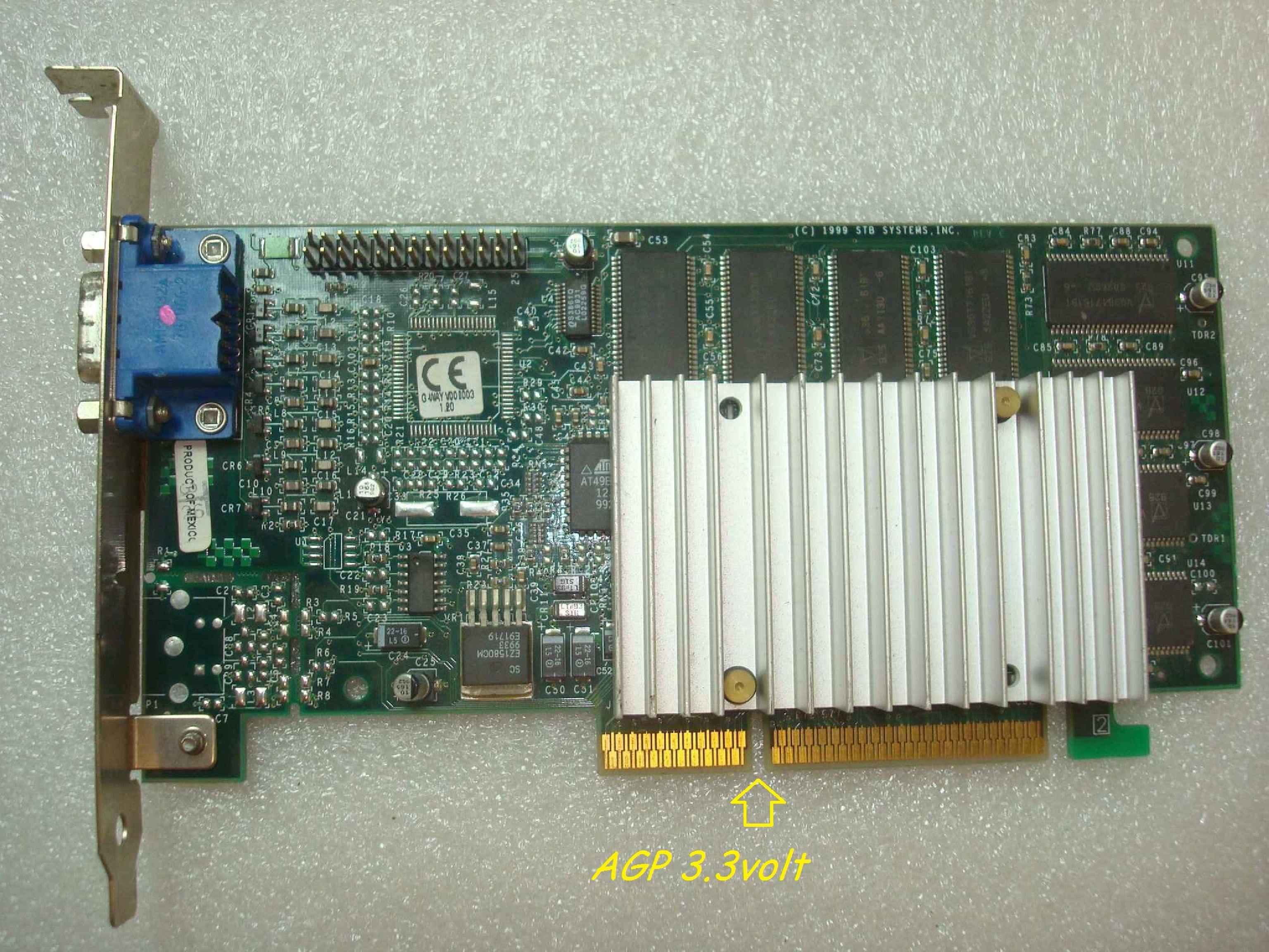 3DFX INTERACTIVE INC. 210-0364-003 VOODOO3 2000 16MB AGP GRAPHICS CARD