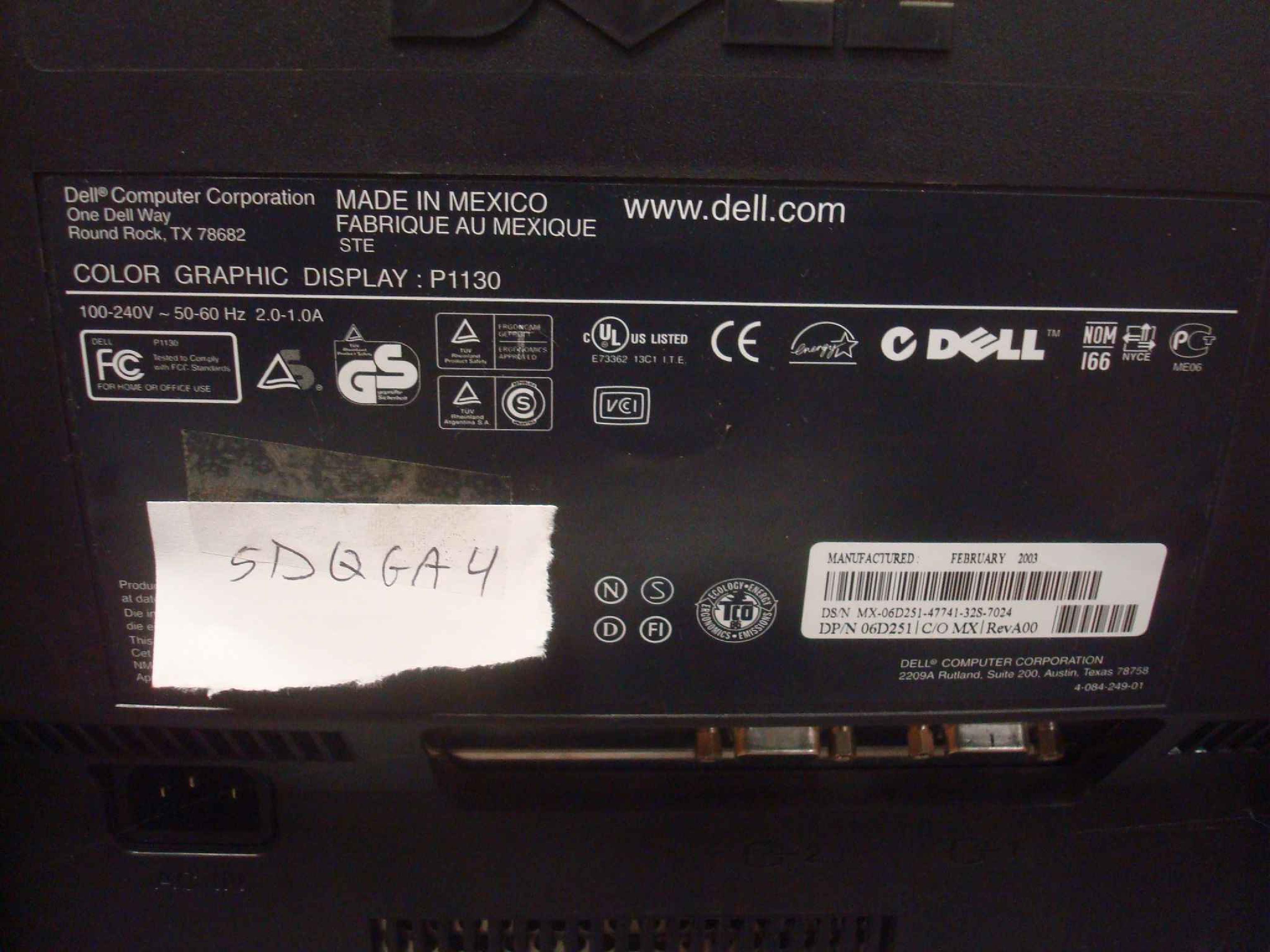 DELL P1130 21INCH CRT BLACK