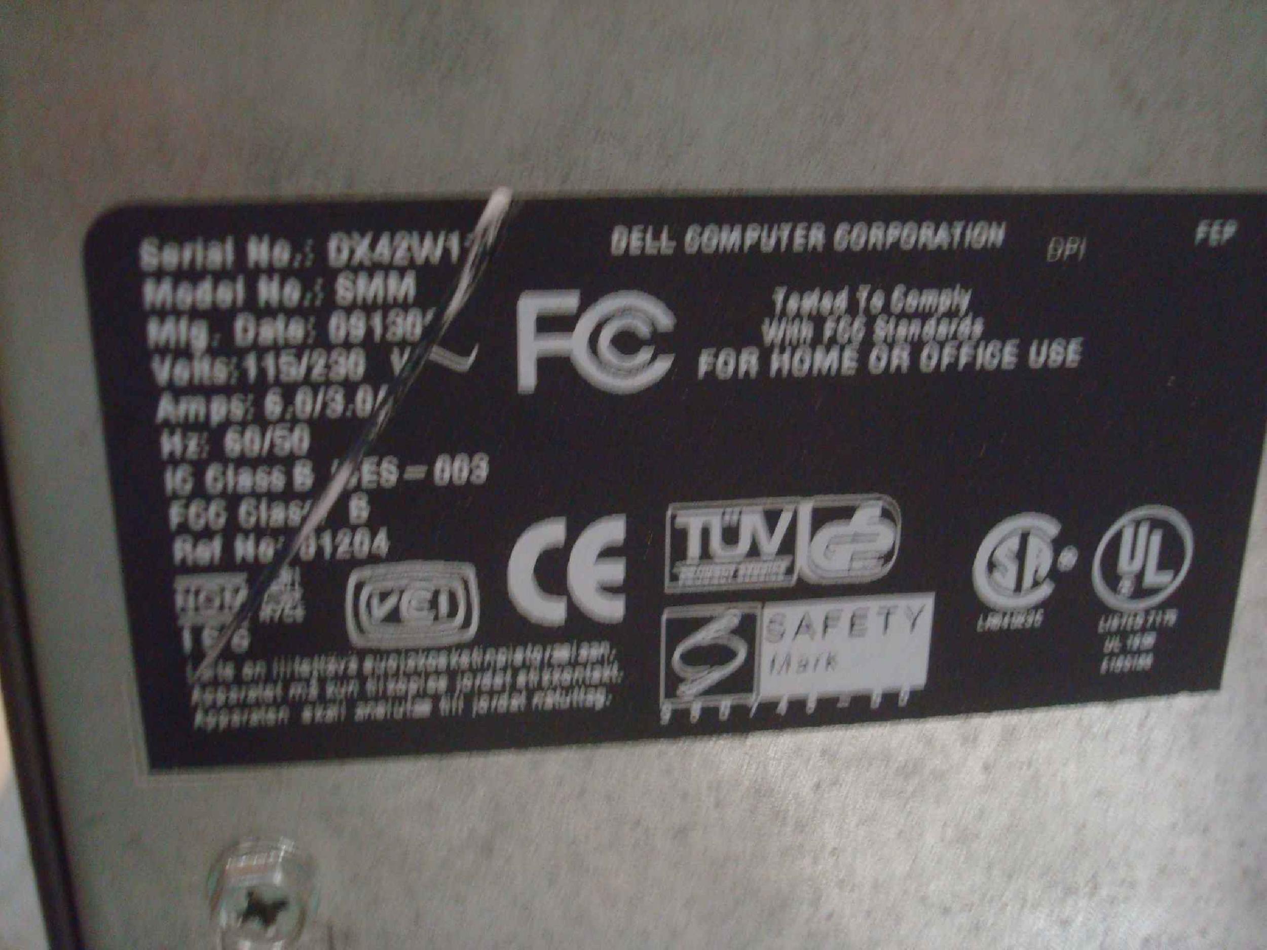 DELL 1500SC POWER EDGE SERVICE TAG DX42W11