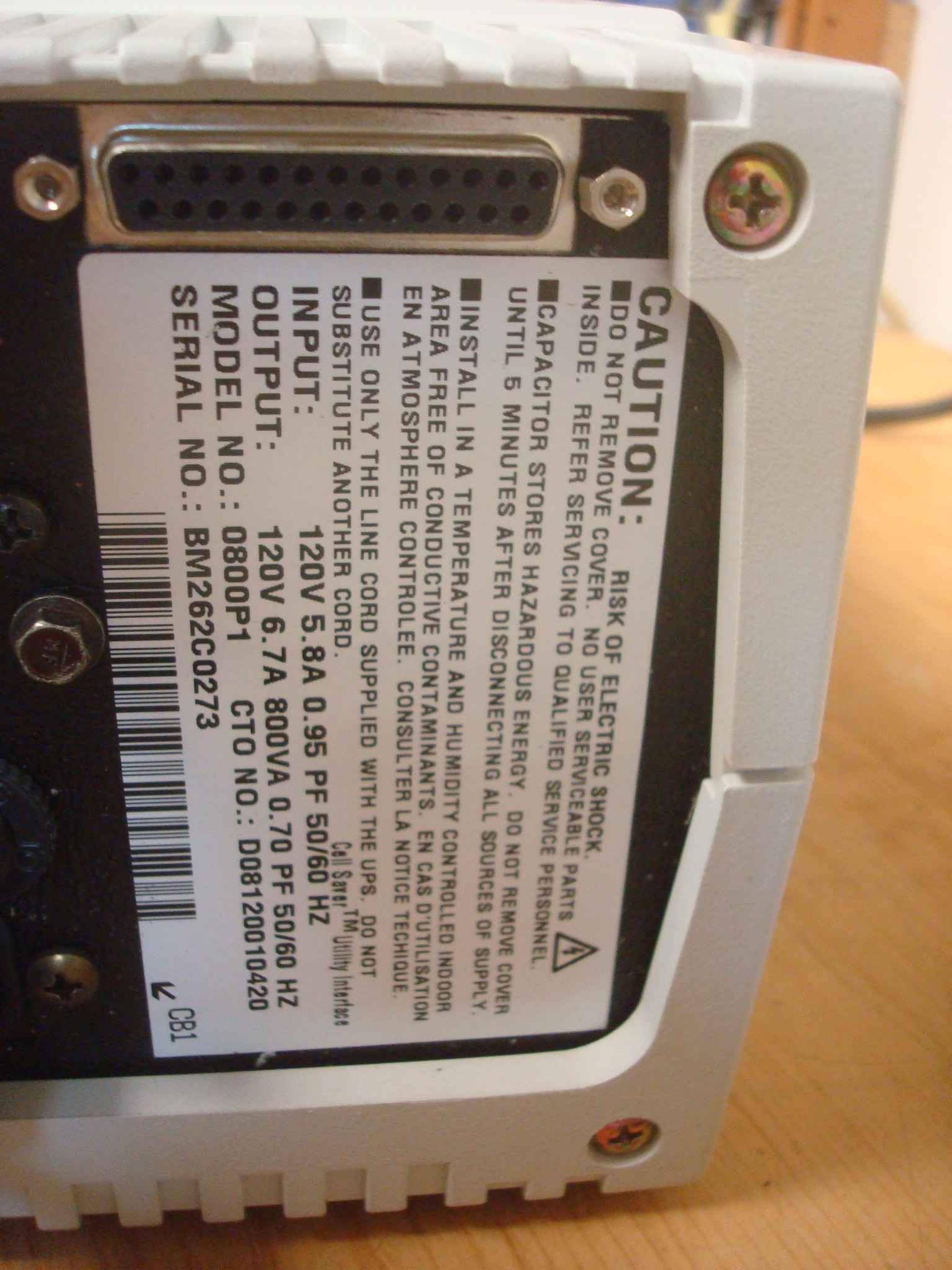 POWERWARE D08120010420 UNINTERRUPTIBLE POWER SUPPLY UPS