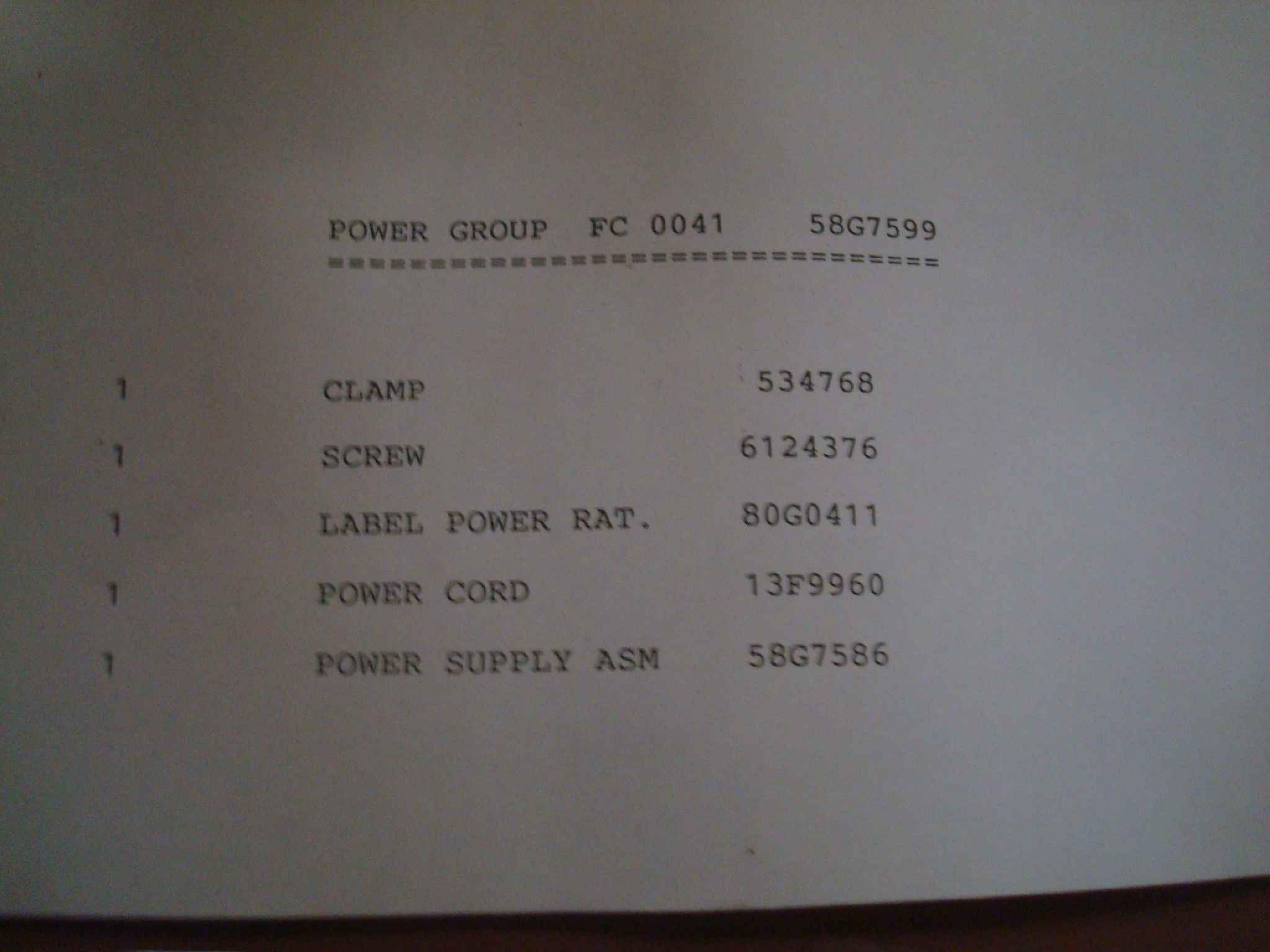 IBM 58G7599 POWER SUPPLY ASSEMBLY