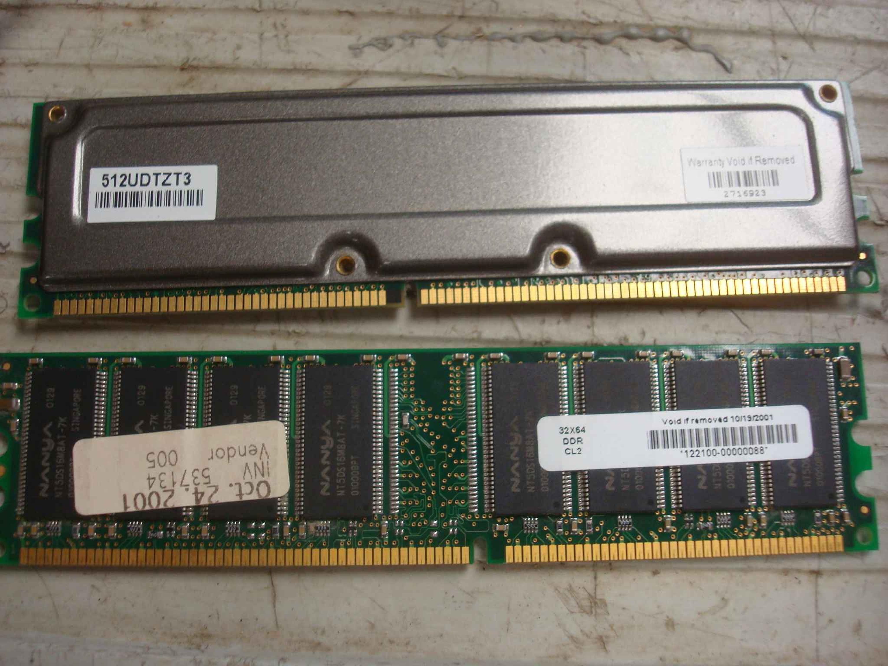 CORSAIR / MICRON 512UDTZT3 DDR1 512MB 512MB-64MC64 DIMM PC2100-DDR SDRAM