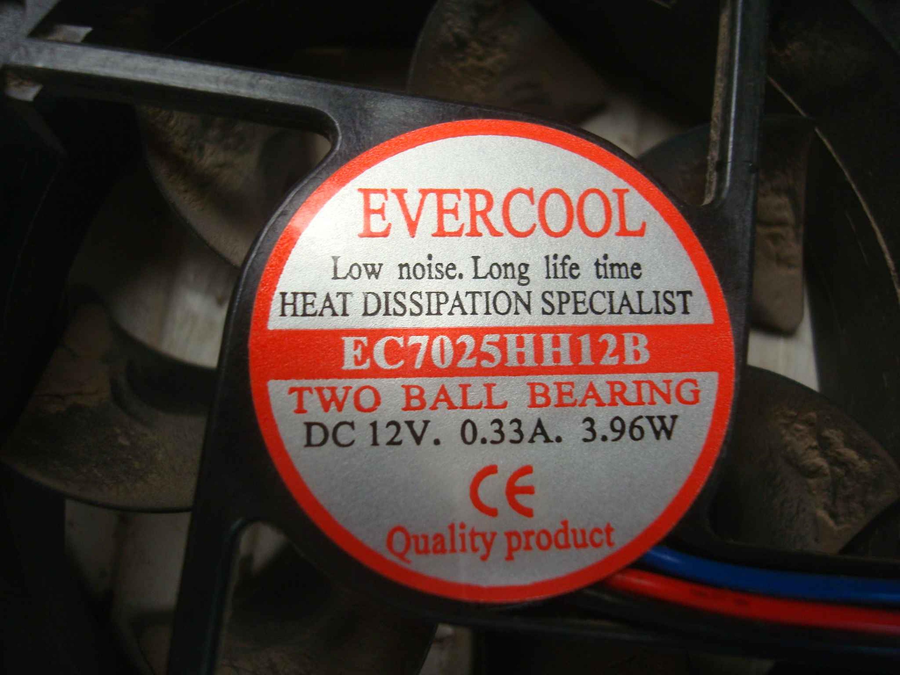 EVERCOOL EC7025HH12B FAN 12VDC .3A 3.96W