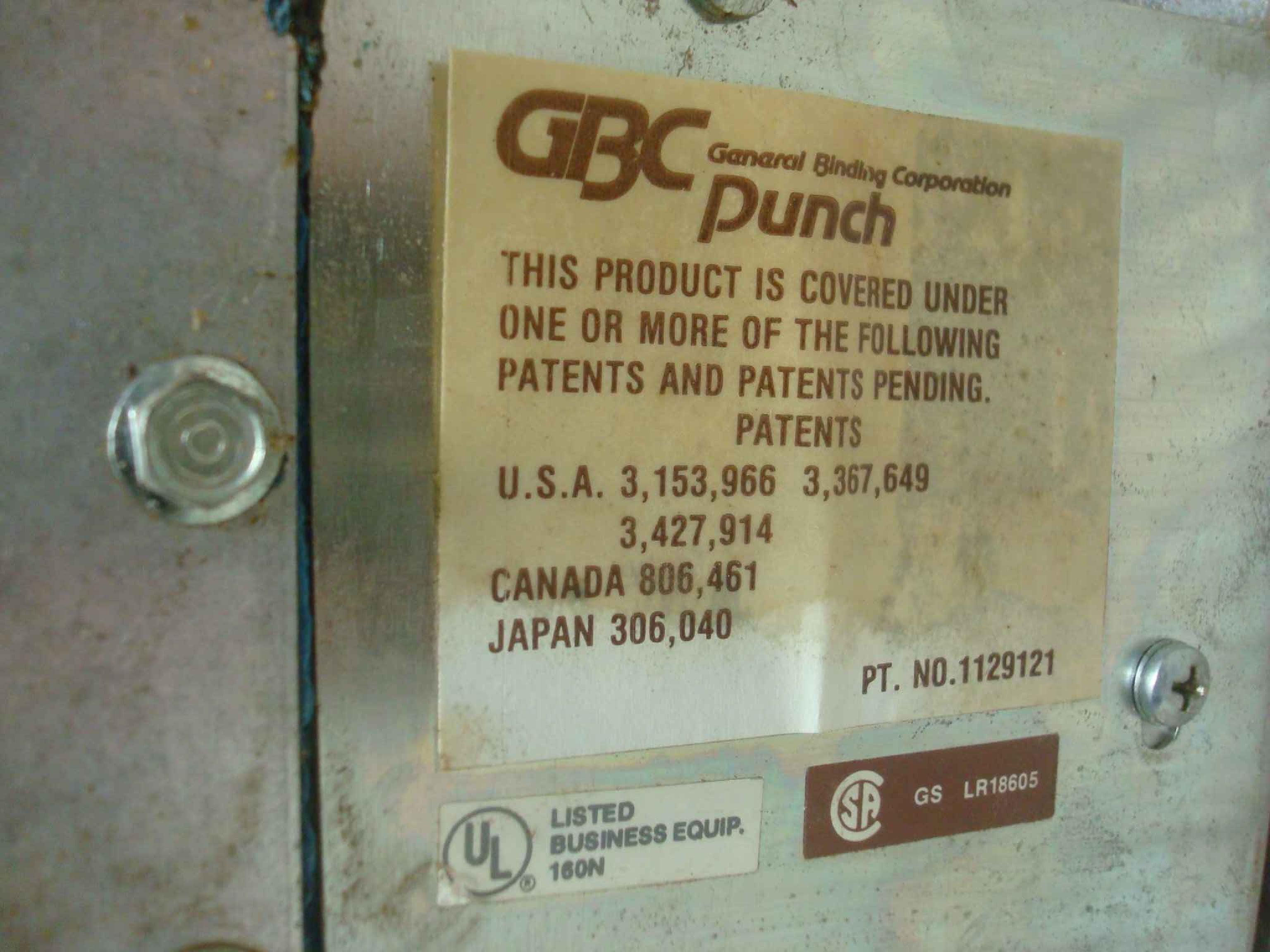 GBC 1129121 GENERAL BINDING CORPORATION PUNCH