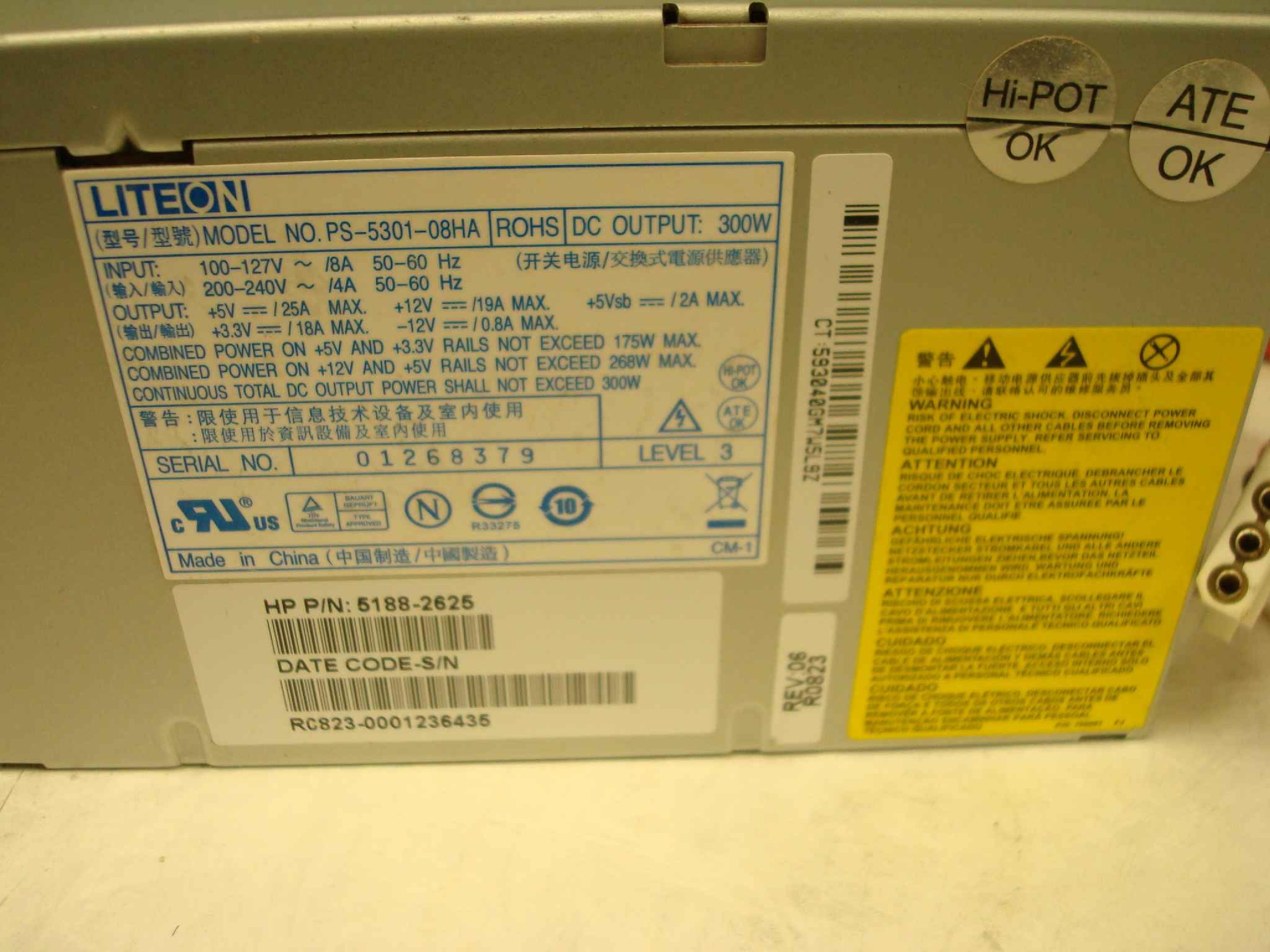 LITEON 5188-2625 CLONE ATX POWER SUPPLY 300W