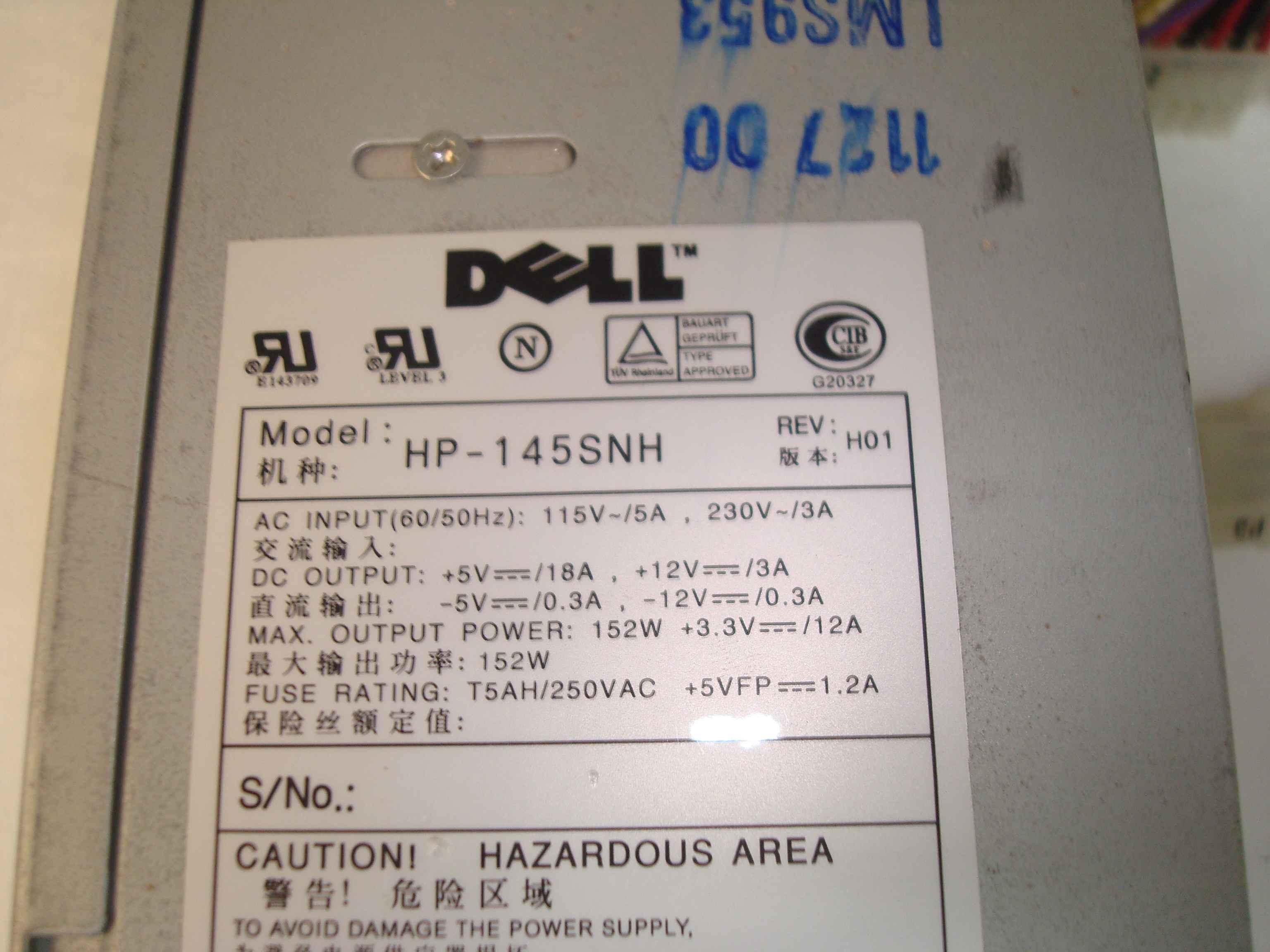 DELL 0005554T 145W POWER SUPPLY LOW PROFILE