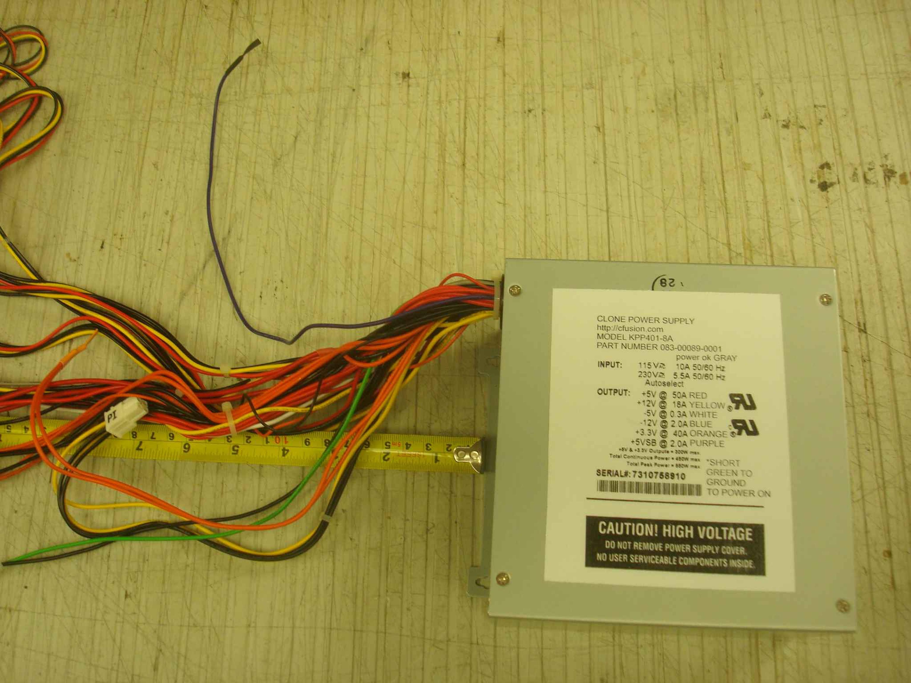 PACIFIC POWER PRODUCTS KPP401-8A CLONE AT POWER SUPPLY WITH 3.3V 5V -5V 12V -12V 400 WATT