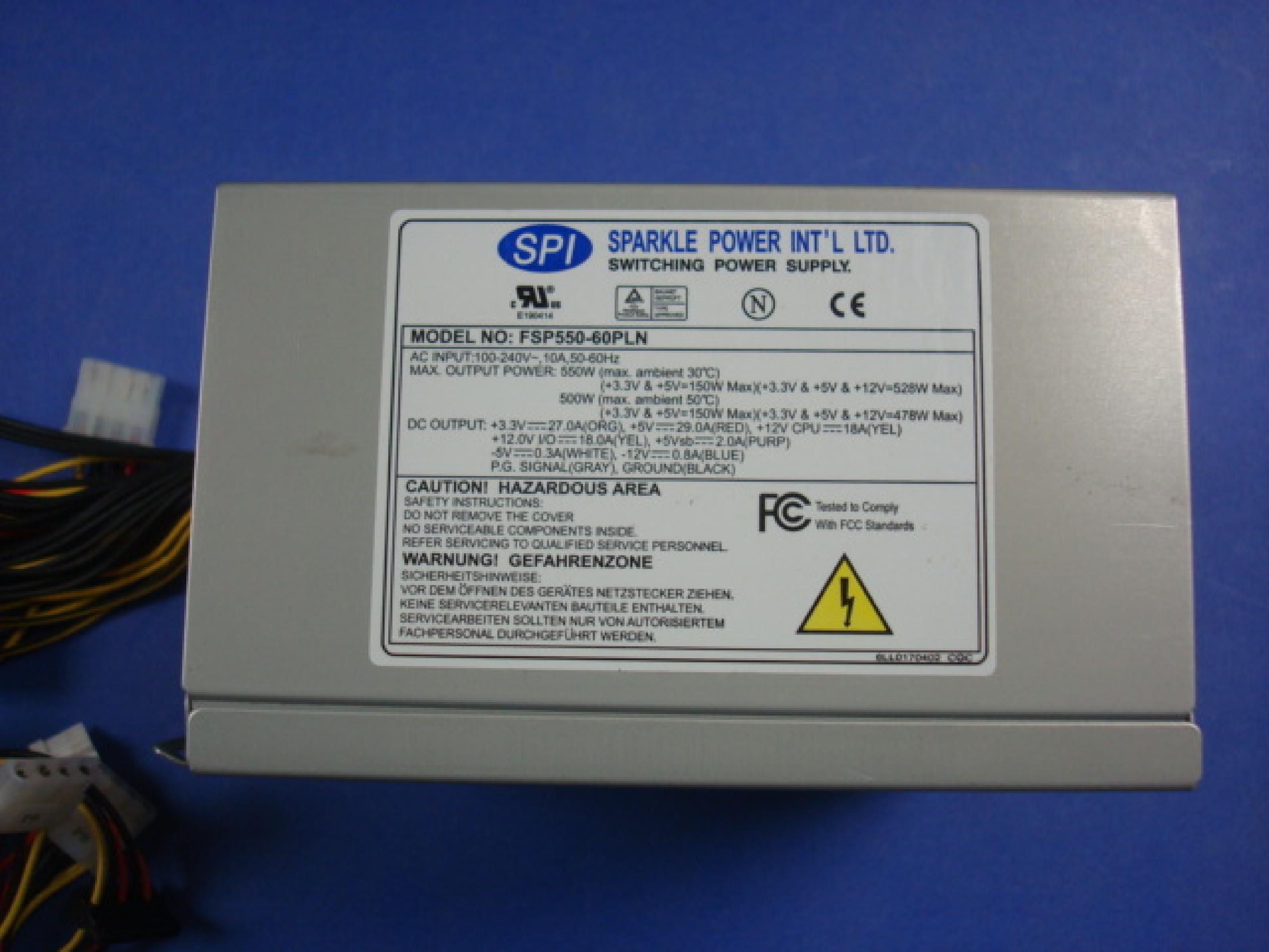 FSP GROUP / SPARKLE POWER INTL LTD / POWER MAN / YATE LOON / AOPEN / ACER 9PA5500104 550 WATT POWER SUPPLY 24 PIN ATX 5 MOLEX FLOPPY POWER 2 SATA 4-PIN 6-PIN 8-PIN