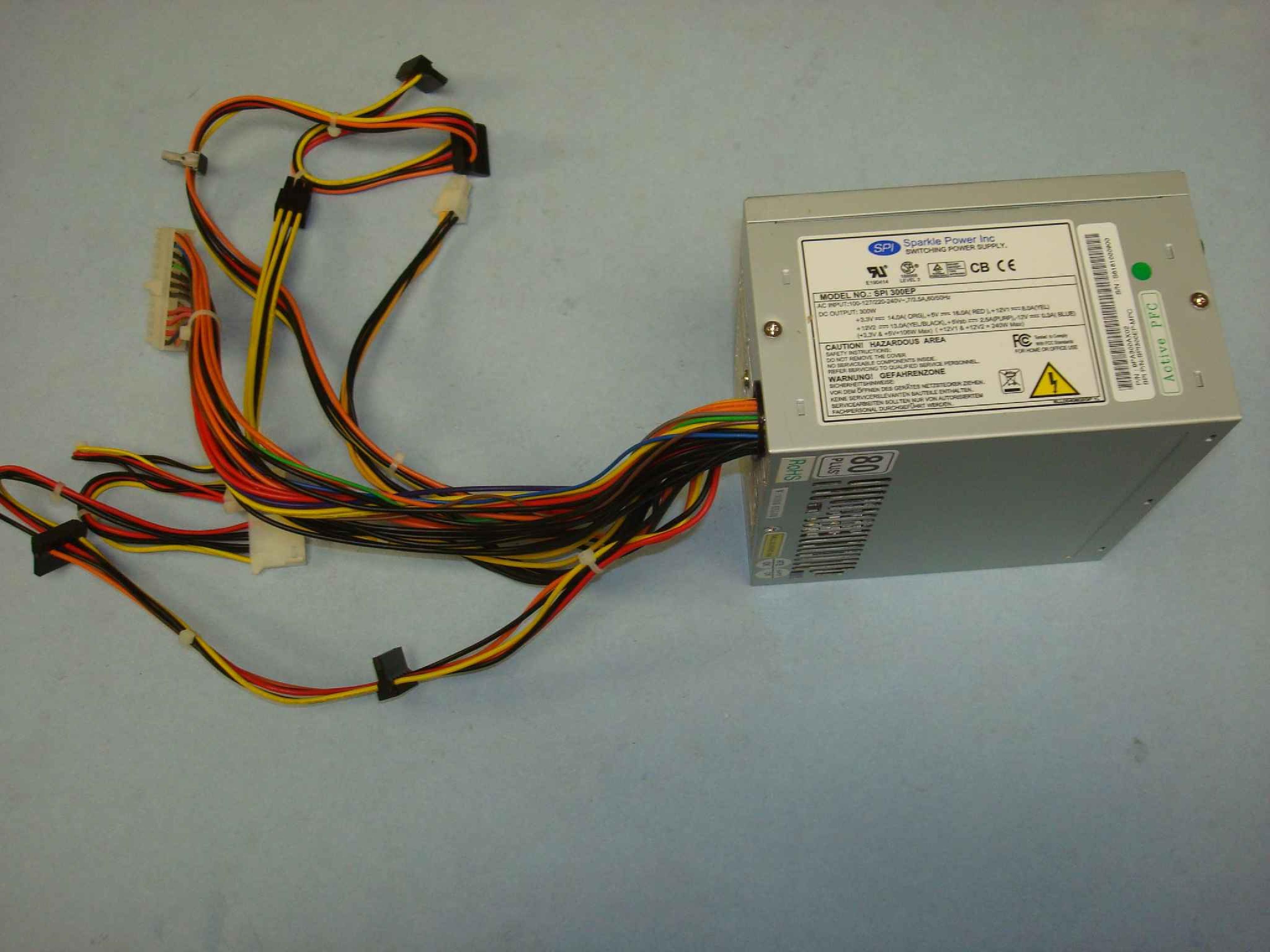 FSP GROUP / SPARKLE POWER INTL LTD / POWER MAN / YATE LOON / AOPEN / ACER SPI300EP 300W 24PIN ATX POWER SUPPLY WITH P4 AND P6 CABLES