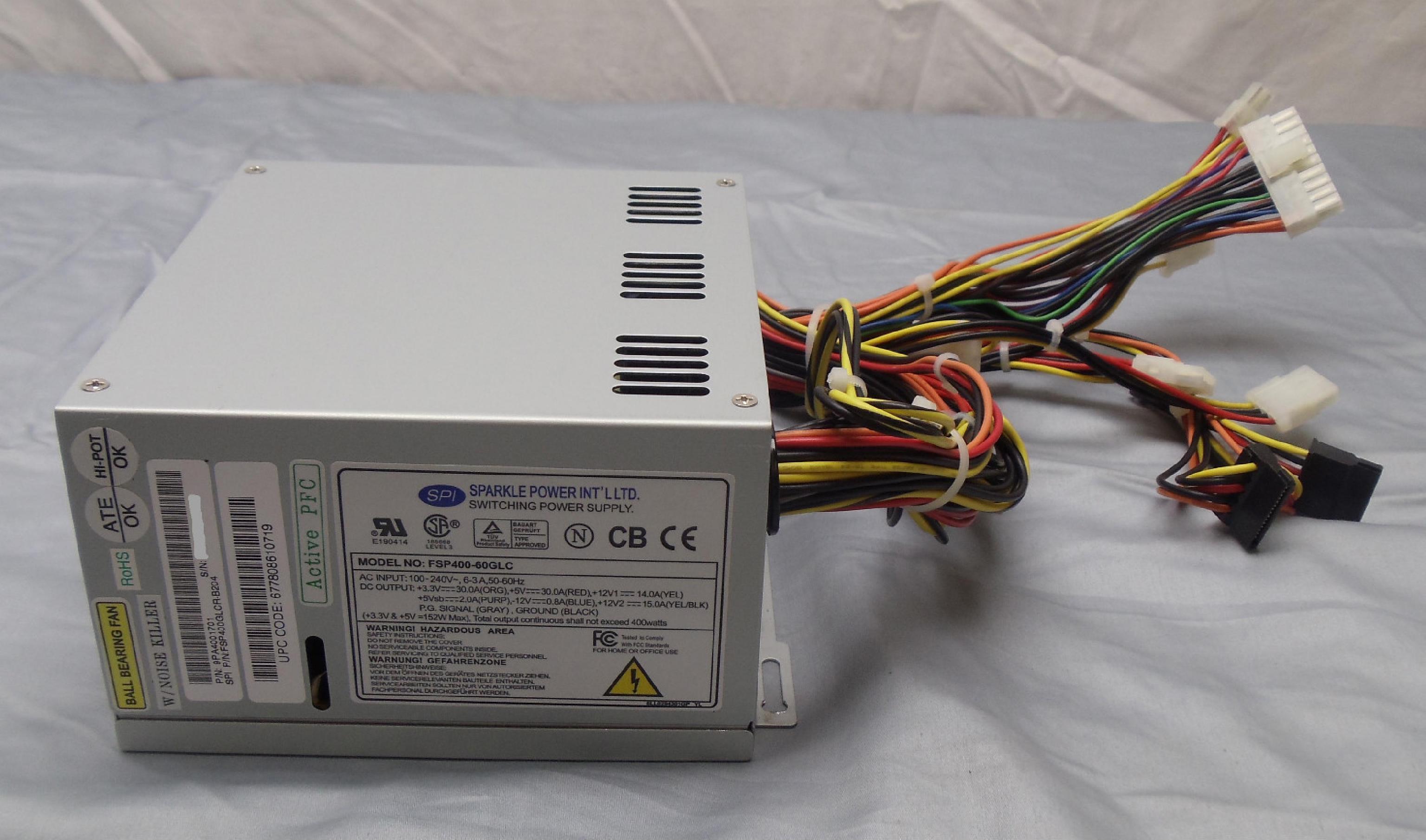 FSP GROUP / SPARKLE POWER INTL LTD / POWER MAN / YATE LOON / AOPEN / ACER 400GLCR-OE2 ATX POWER SUPPLY