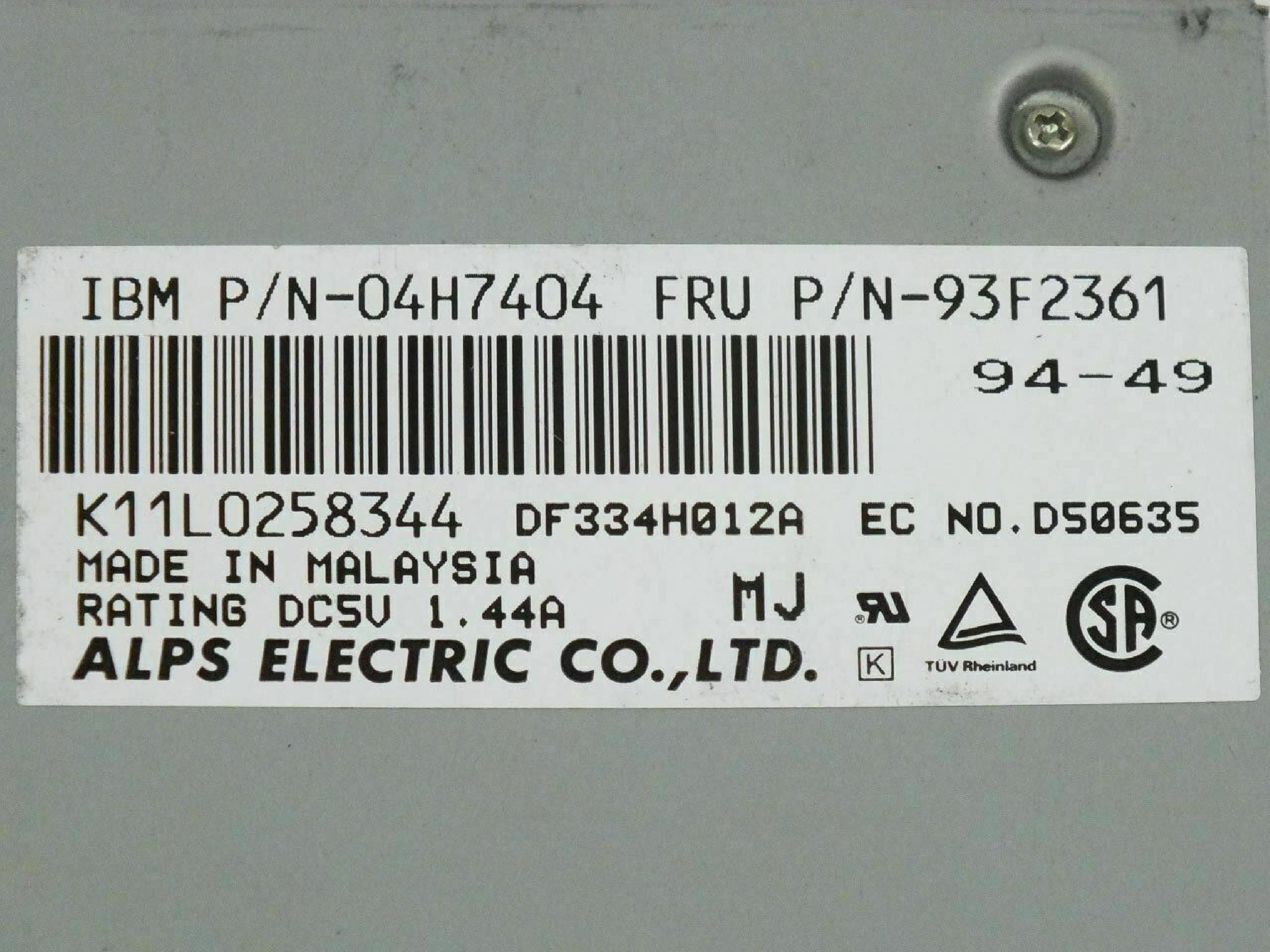 IBM / ALPS DF334H012A 3.5 INCH 1.44MB FLOPPY DRIVE