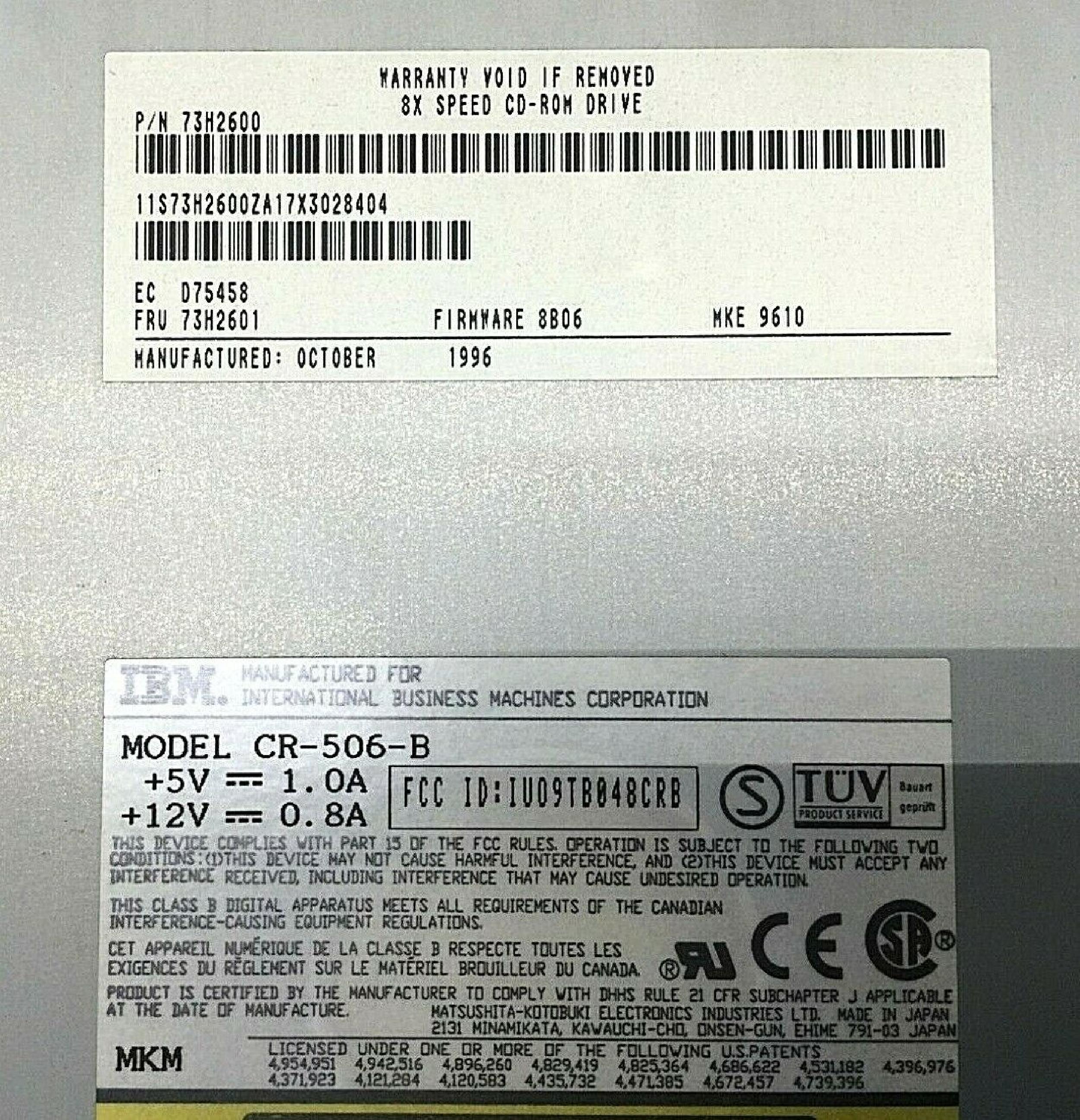 IBM 73H2600 8X SCSI CDROM DRIVE