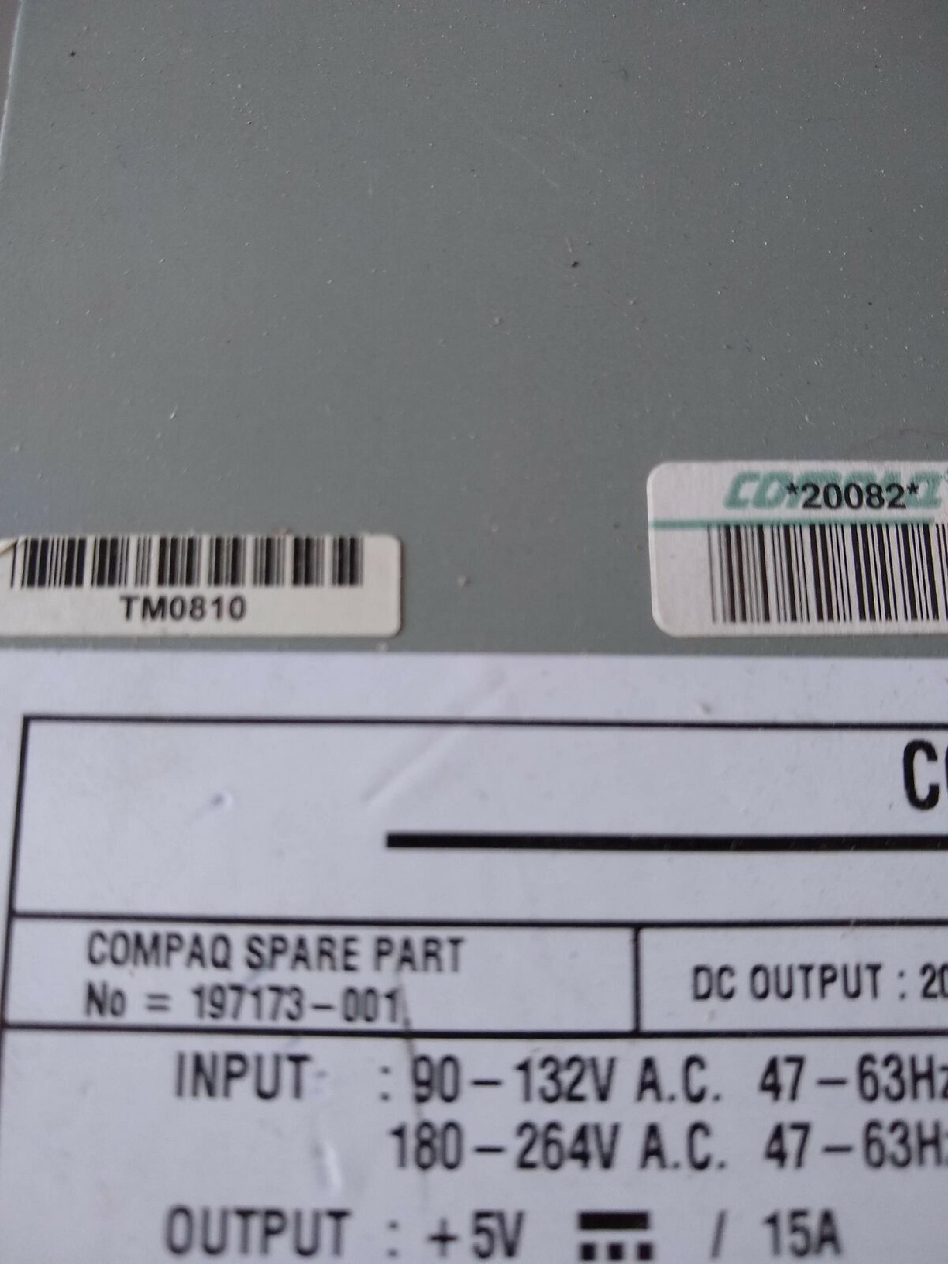 COMPAQ / HEWLETT PACKARD / HP 197173-001 RACKMOUNT 220W REDUNDANT POWER SUPPLY