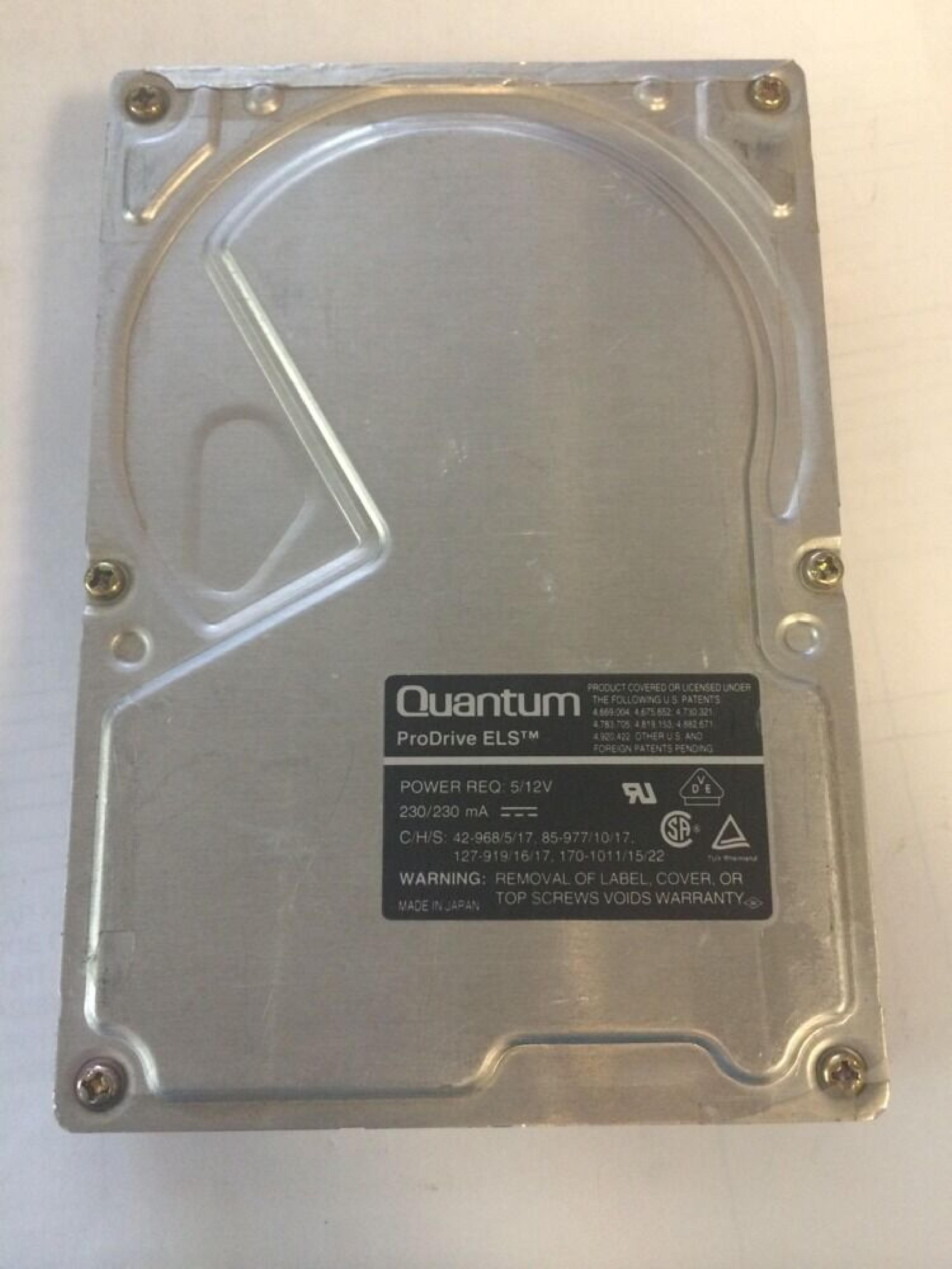 QUANTUM 85AT 85MB IDE ATA HARD DRIVE 3.5 3.5INCH 85 Meg ProDrive ELS - 85AT