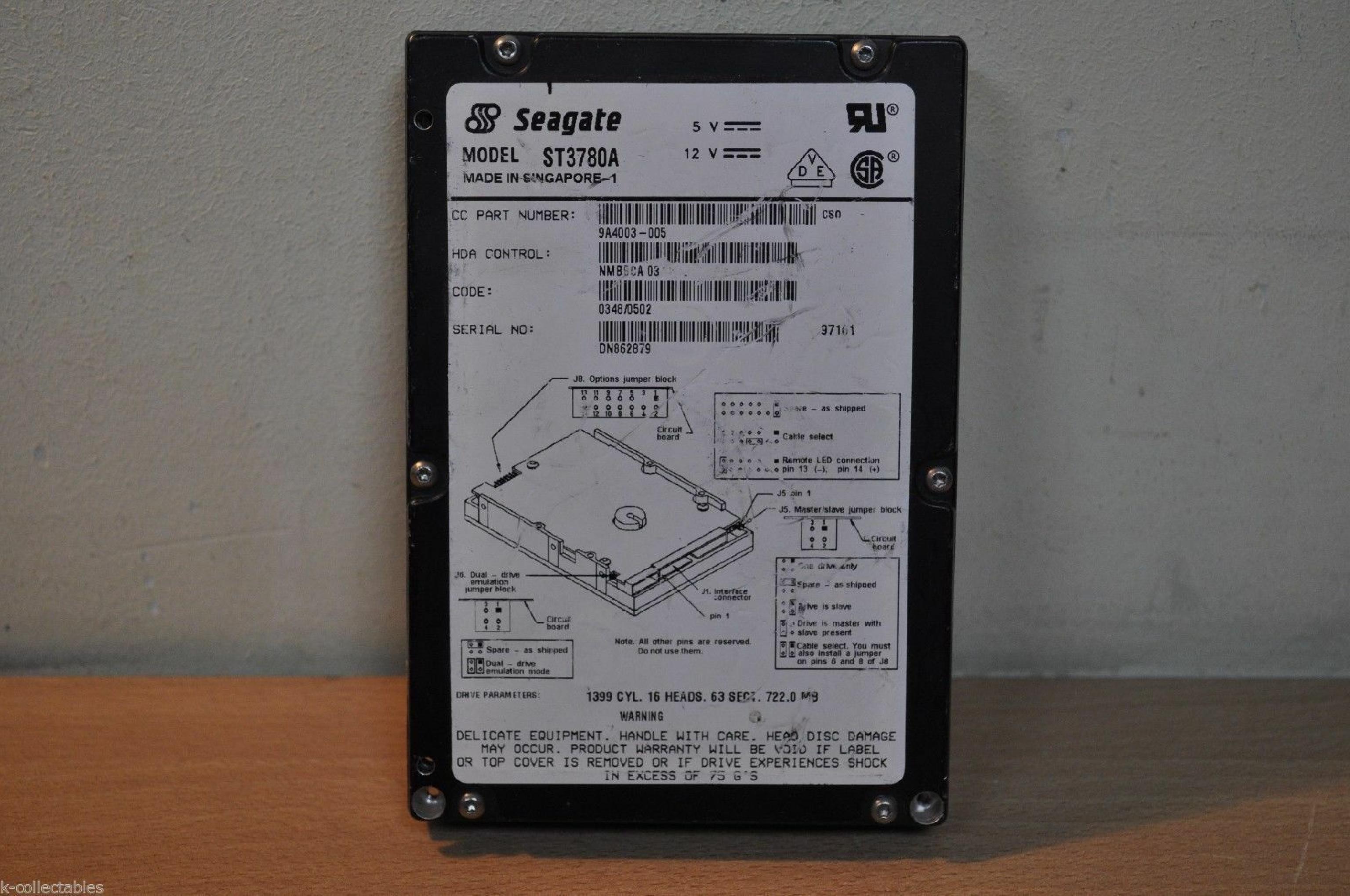 SEAGATE ST3780A 722MB IDE 3.5INCH