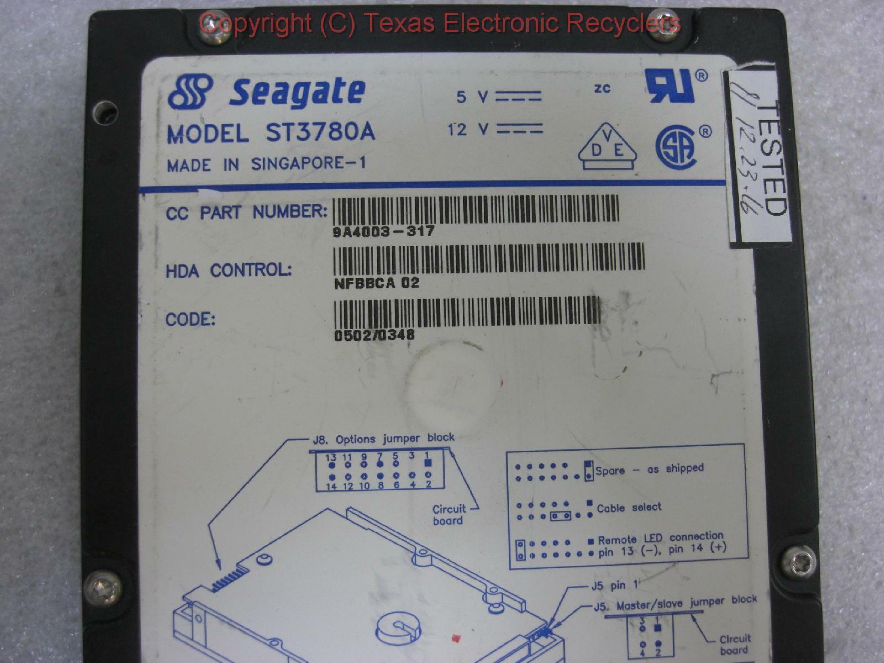 SEAGATE ST3780A 722MB IDE 3.5INCH