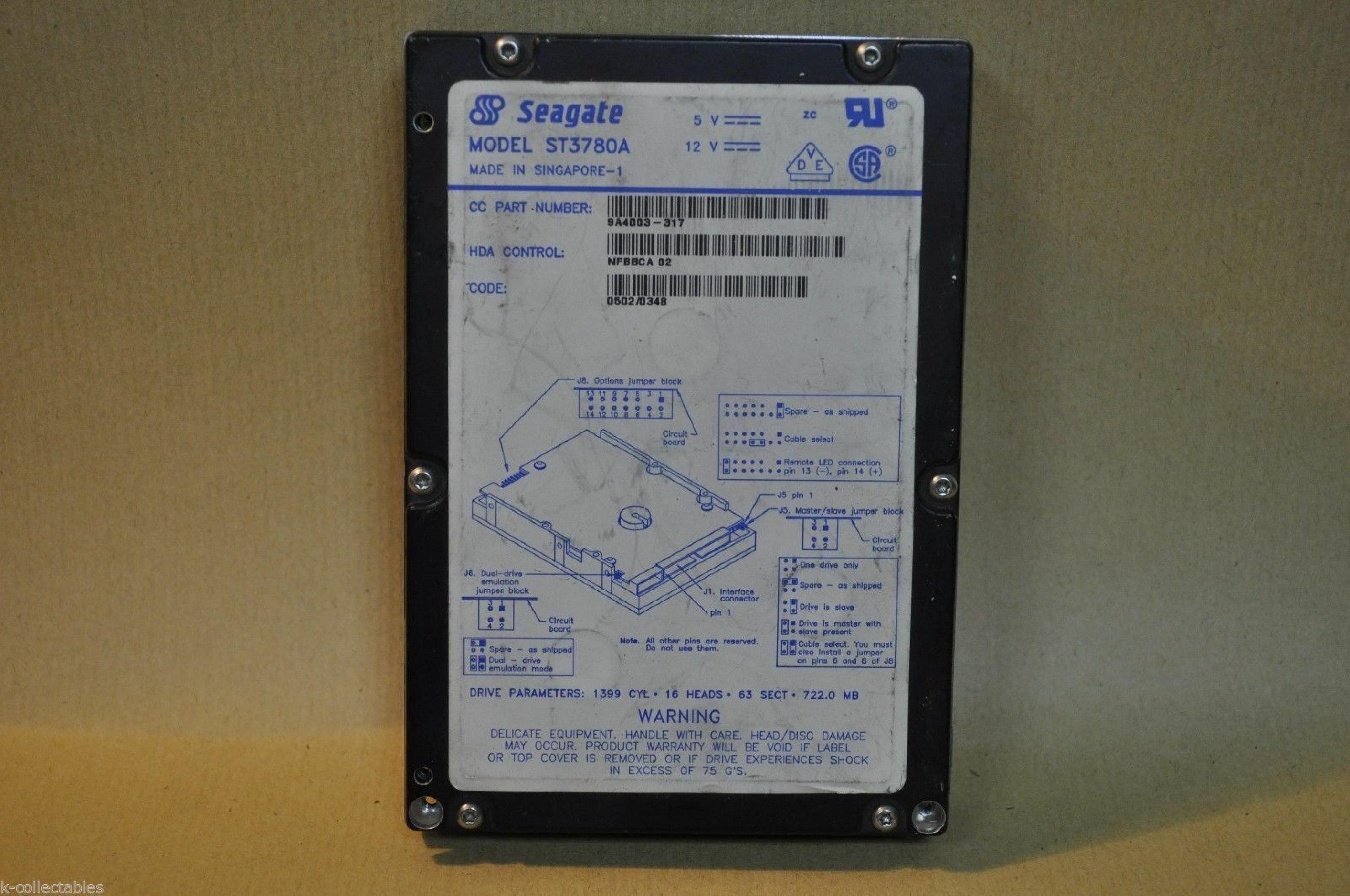 SEAGATE ST3780A 722MB IDE 3.5INCH