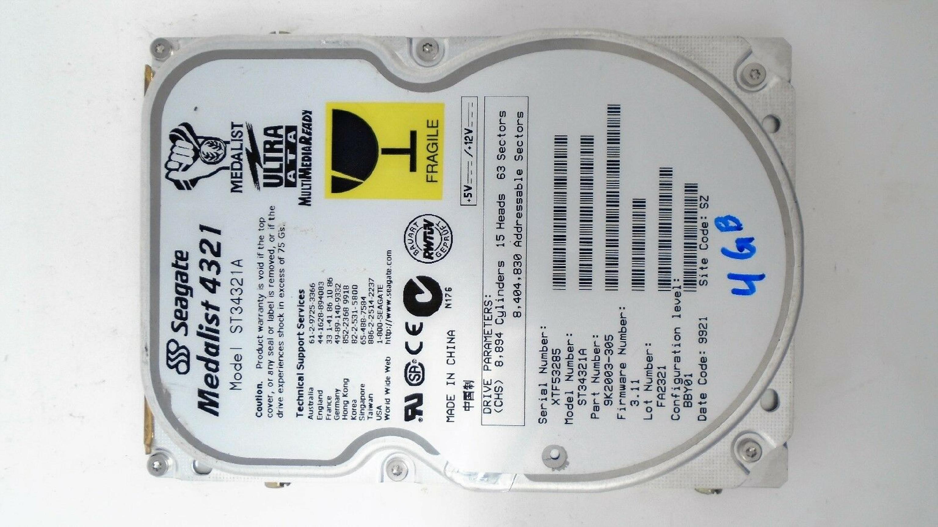 SEAGATE MEDALIST 4321 MEDALIST 4.3G IDE 3.5 DRIVE