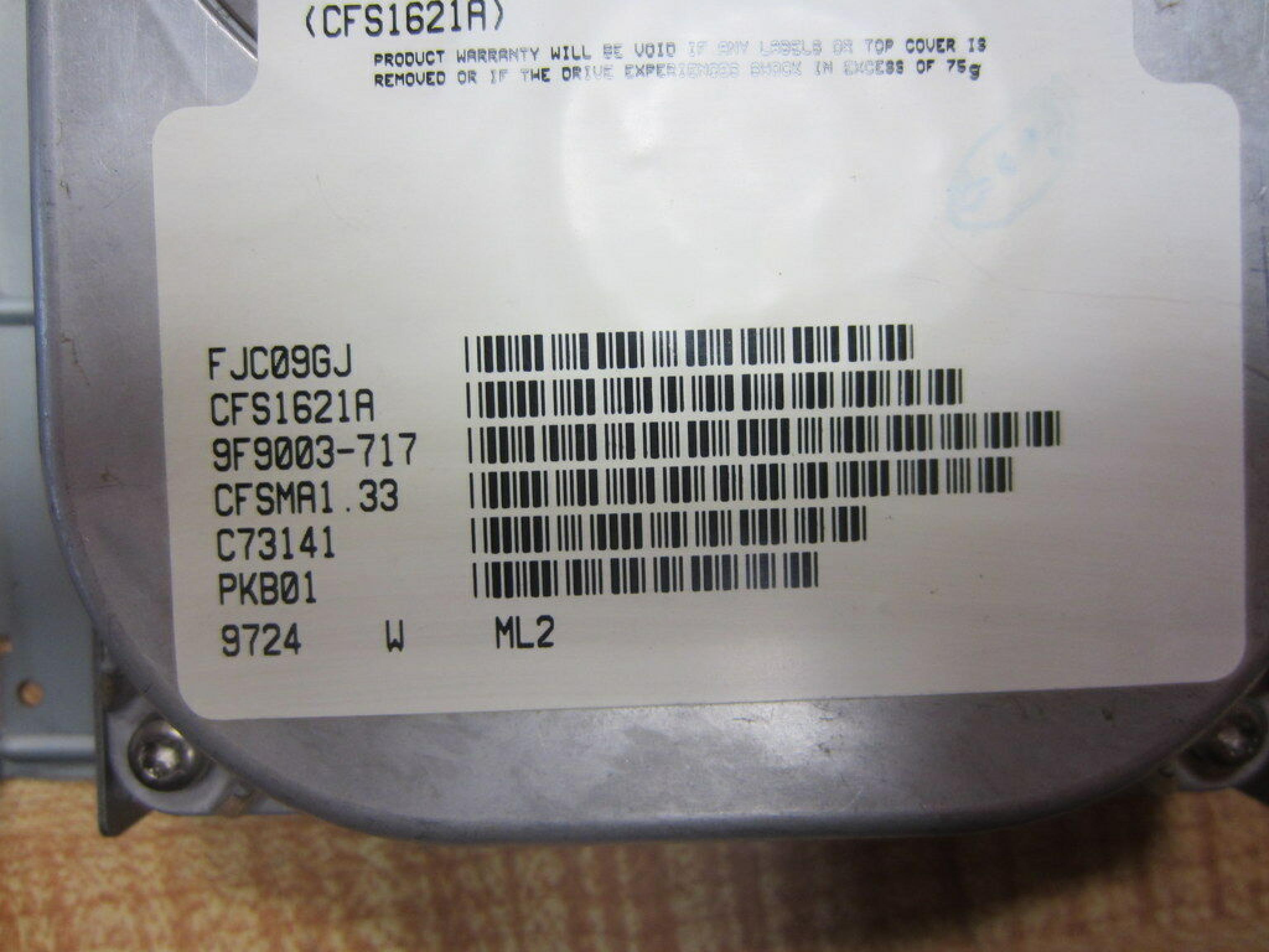 CONNER / SEAGATE / PACKARD BELL / SEAGATE CFS1621A FACTORY REFURBISHED 1.6GB IDE DRIVE AT 3.5 INCH HARD