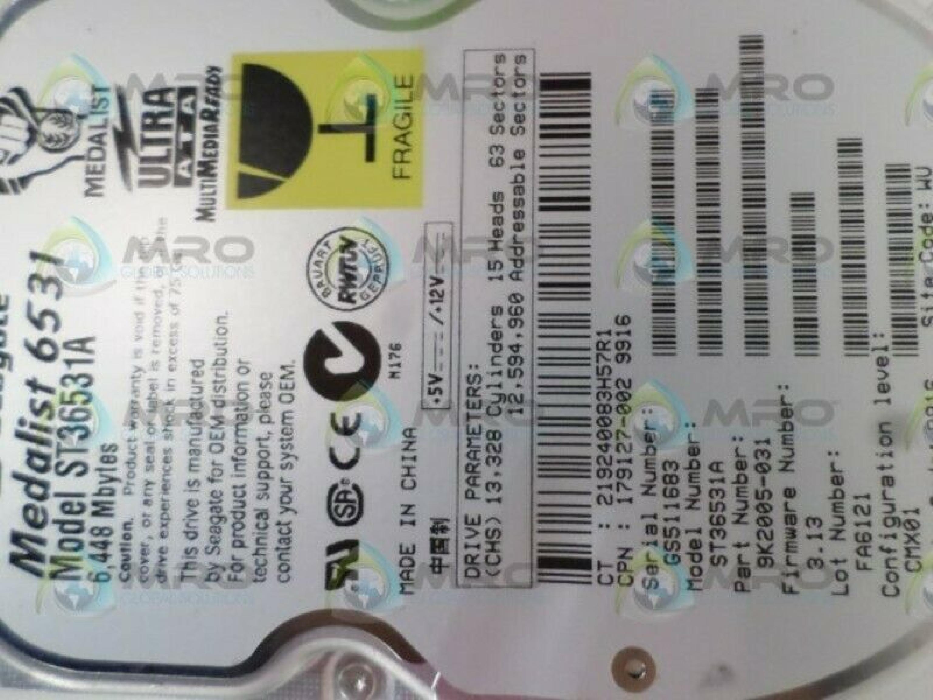 SEAGATE ST36531A 6.5GB IDE 3.5 HARD DRIVE FIRMWARE 3.29