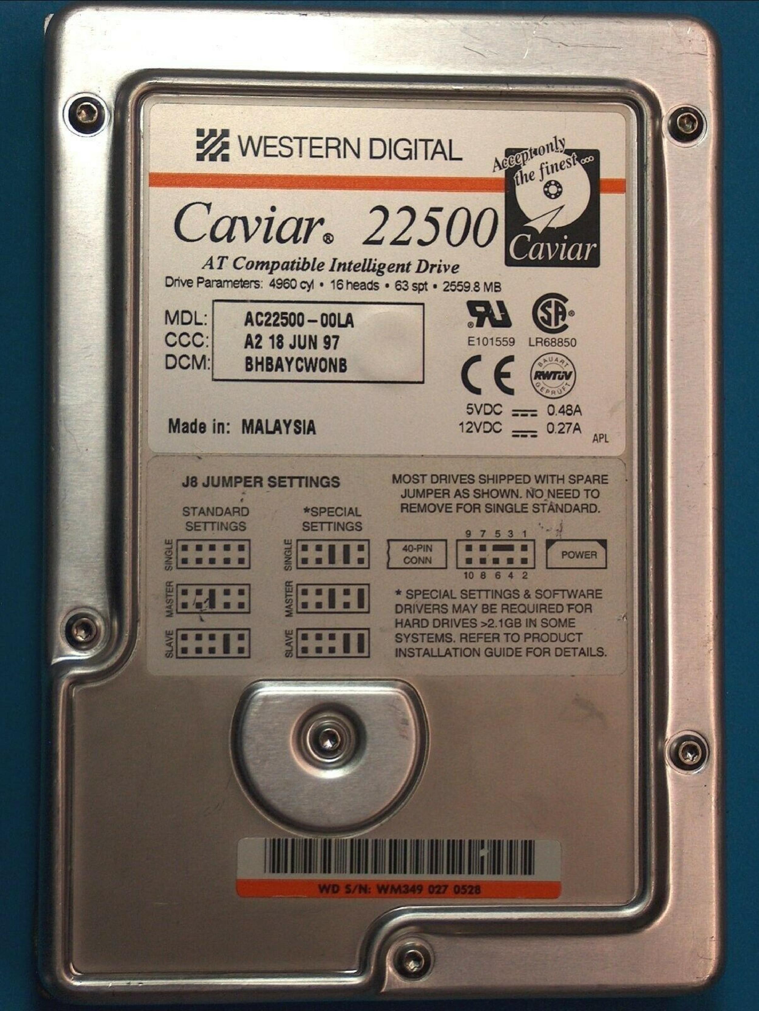 WESTERN DIGITAL / WD 32500 2.5GB IDE HARD DRIVE