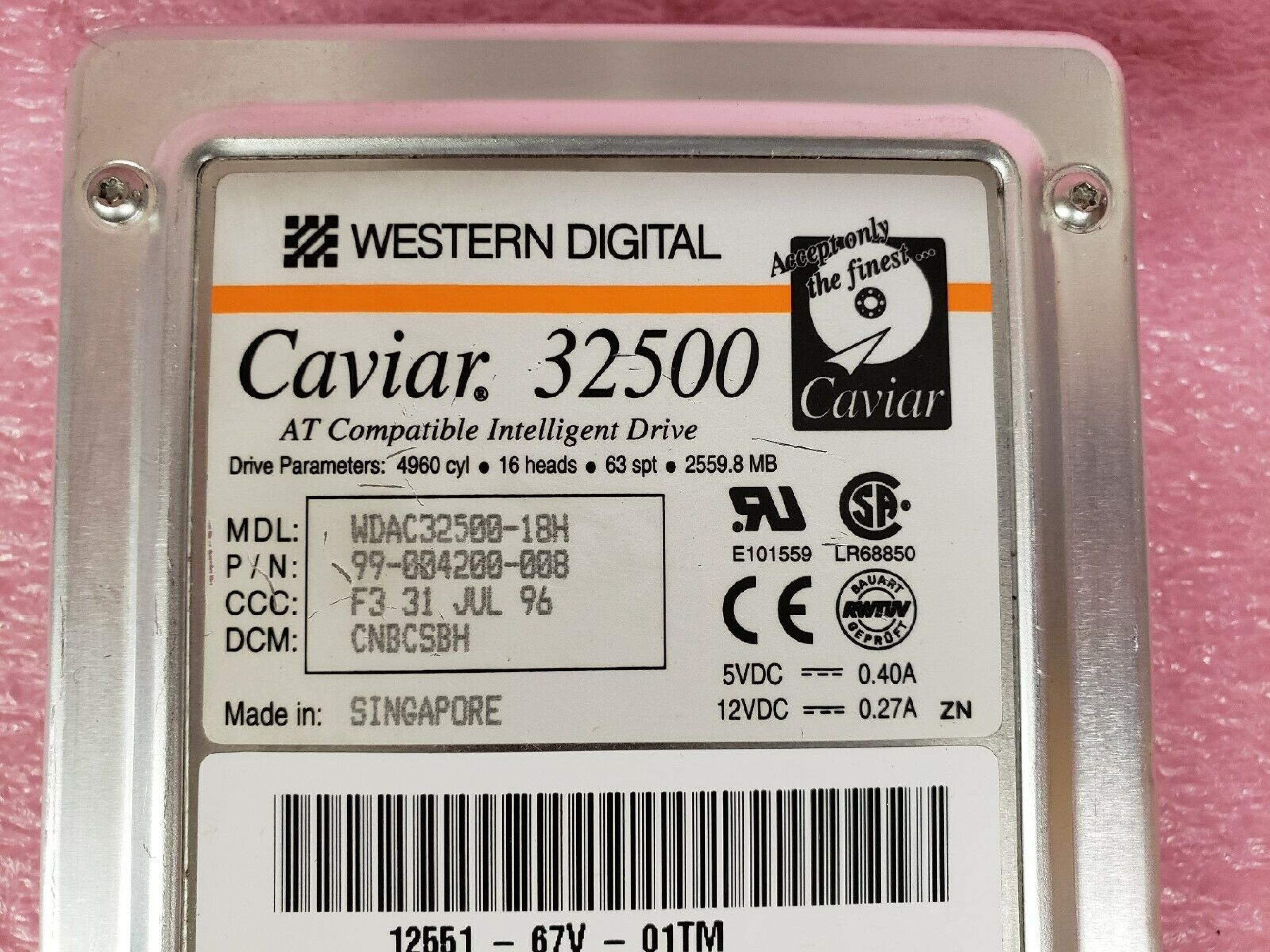 WESTERN DIGITAL / WD 99-004200-000 2.5GB IDE HARD DRIVE