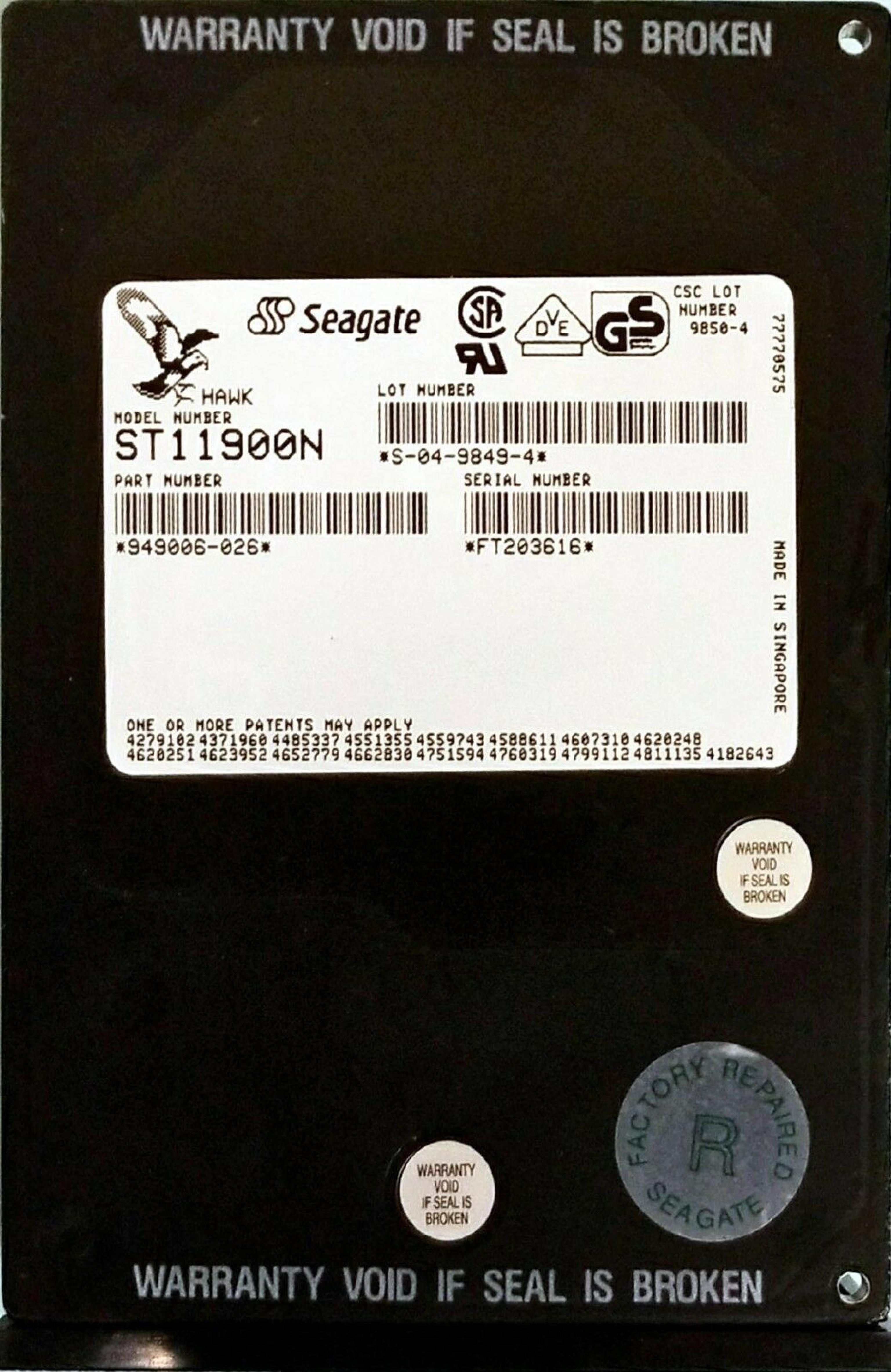 SEAGATE ST11900N 1.7GB NARROW SCSI 50 PIN 3.5