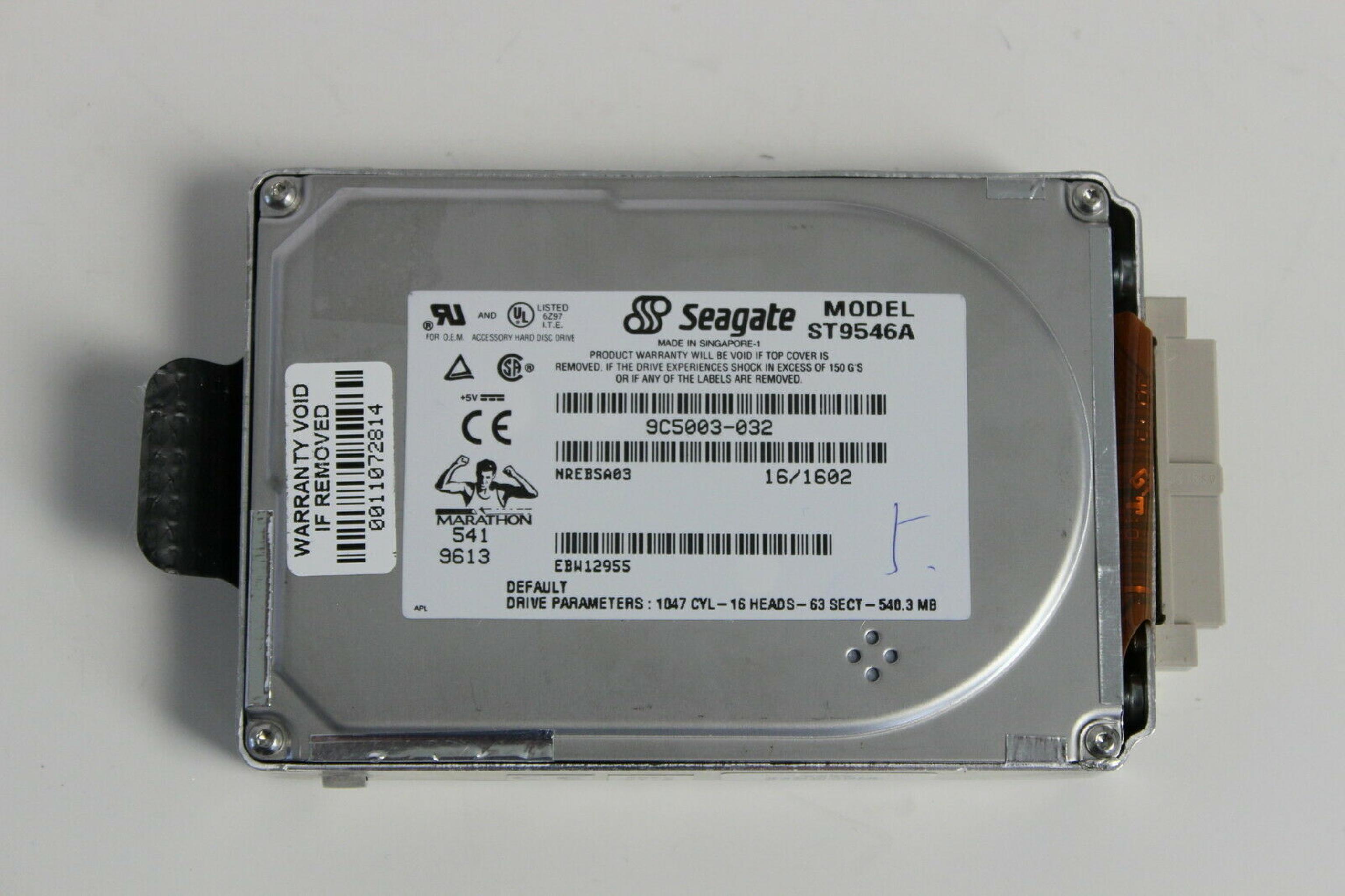 SEAGATE ST9546A 540MB IDE 2.5 17MM FACTORY REFURBISHED