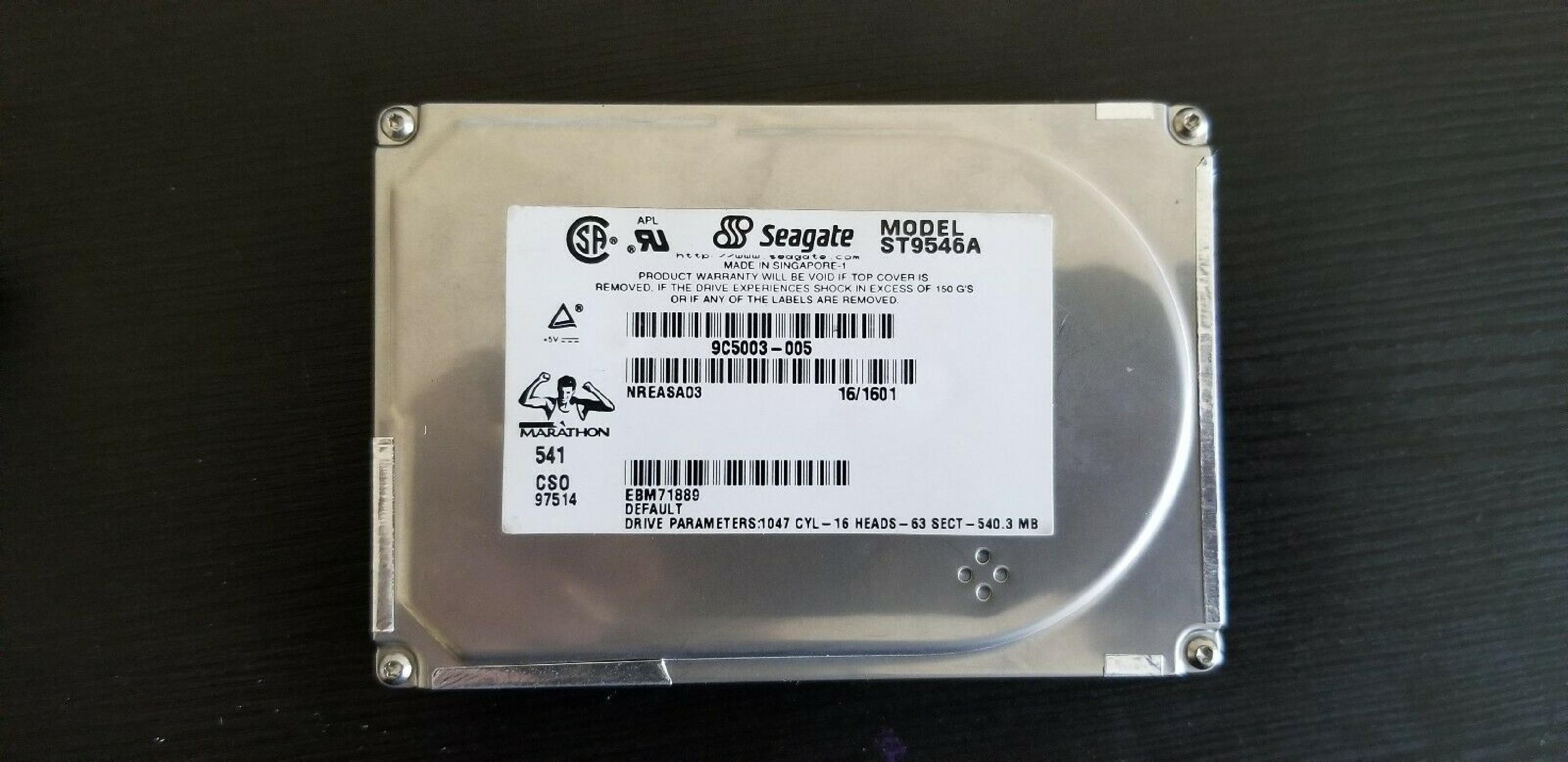 SEAGATE ST9546A 540MB IDE 2.5 17MM FACTORY REFURBISHED