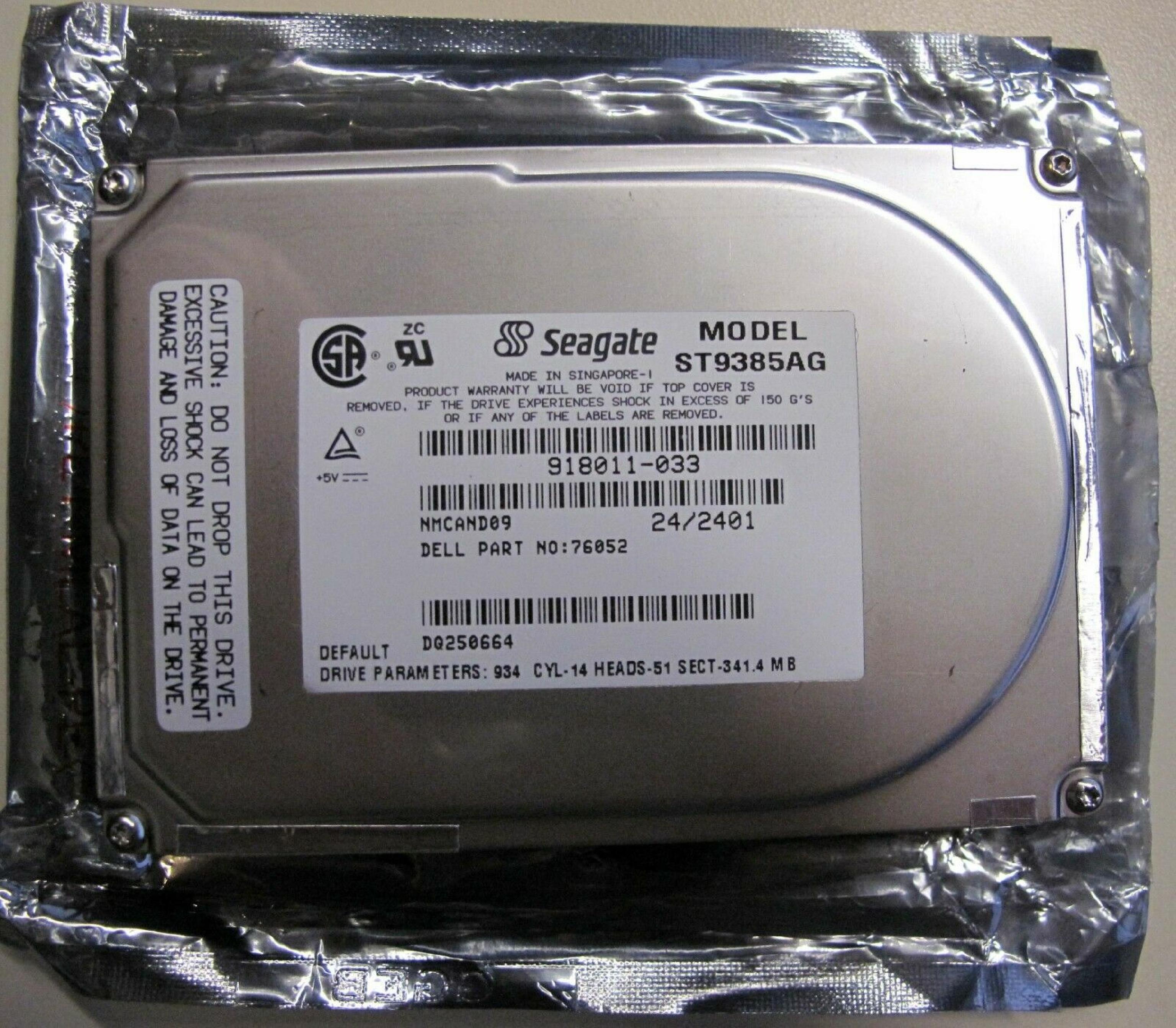 SEAGATE ST9385AG 340MB IDE 2.5 17MM FACTORY REFURBISHED