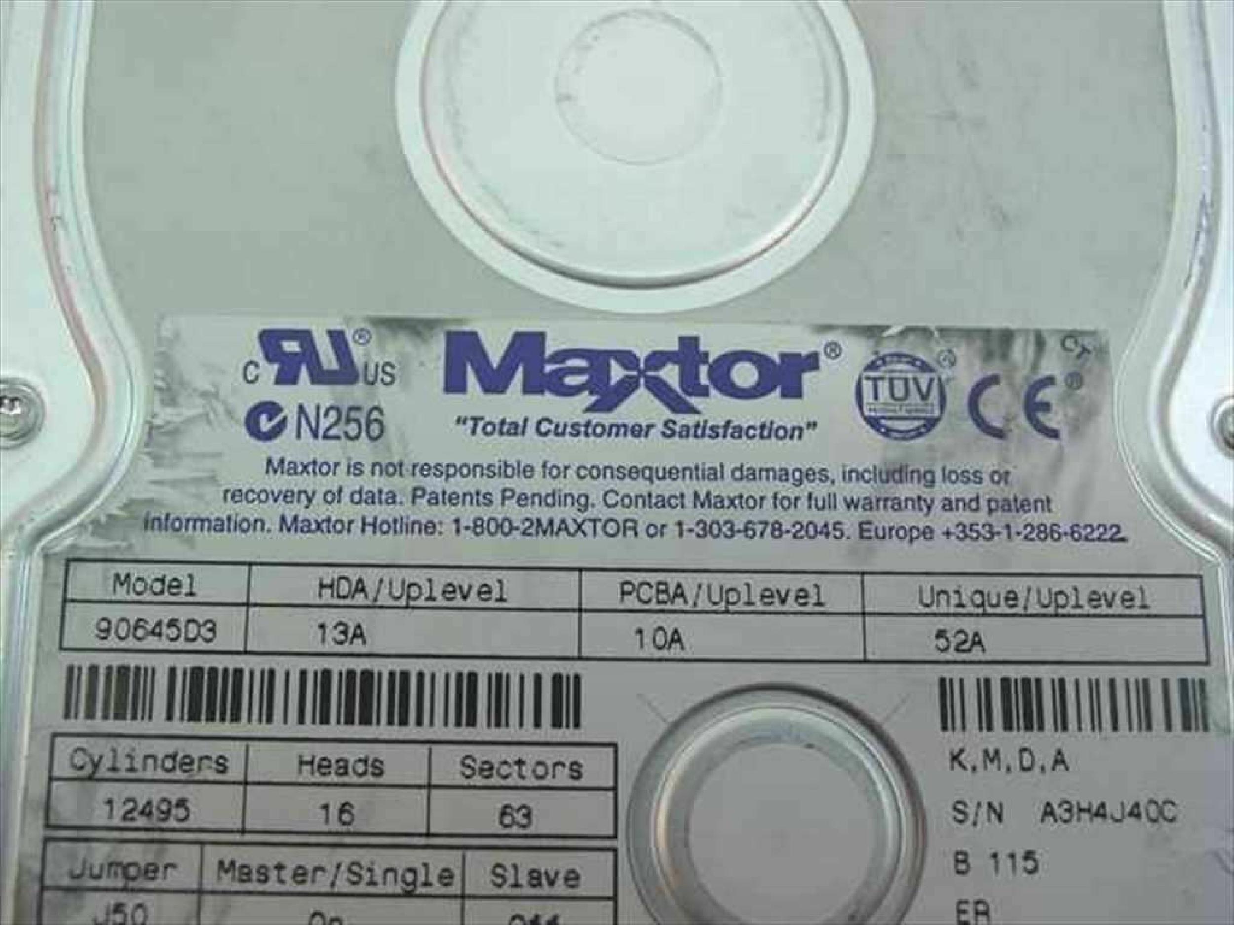 DELL 9144D MAXTOR HD IDE 6.4GB 3.5INCH DRIVE 05/12/99 HDA 53A PCBA 08A UNIQUE 52A GAS64112