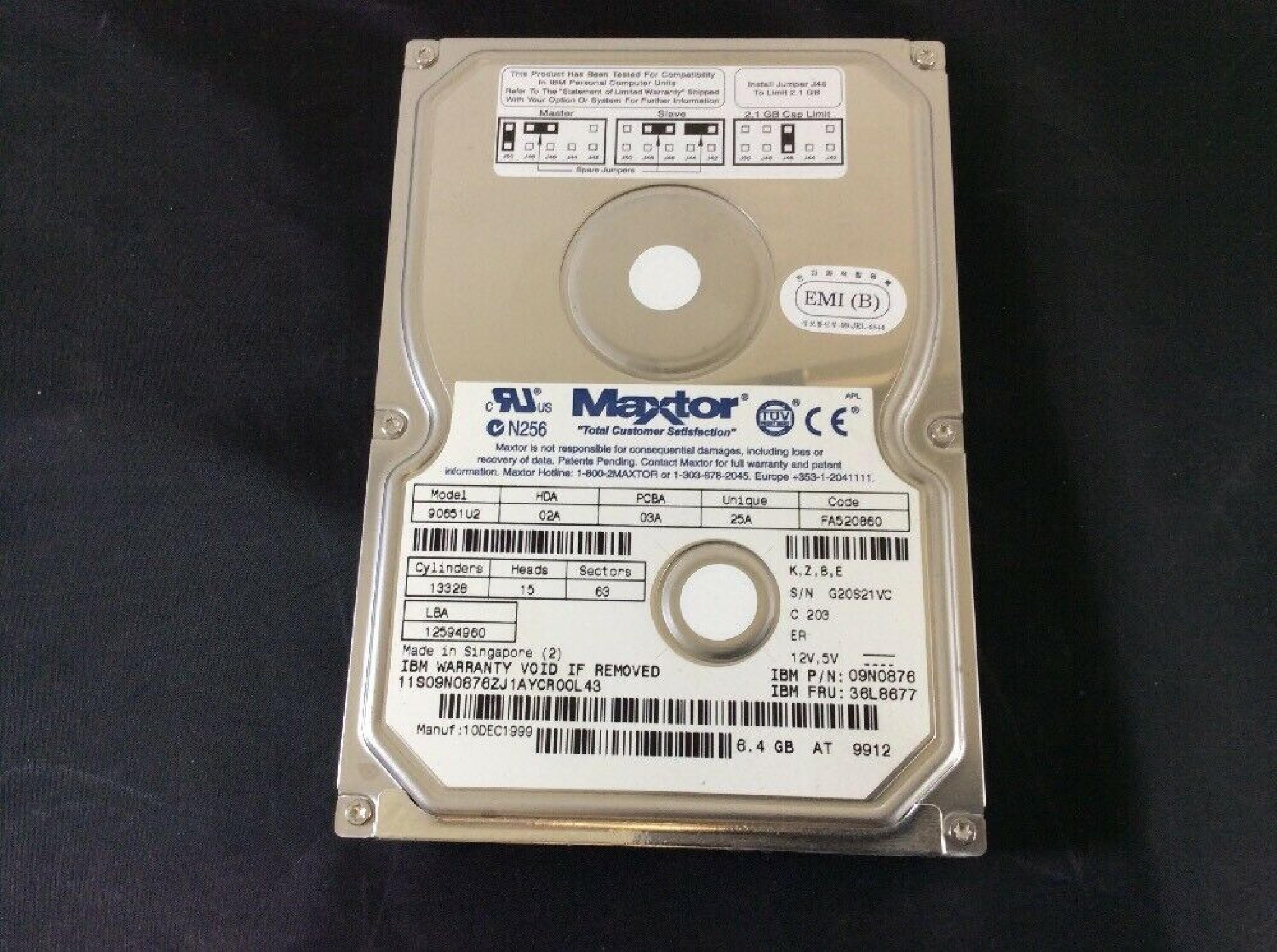 MAXTOR 90651U2 HD IDE 6.4GB 3.5INCH