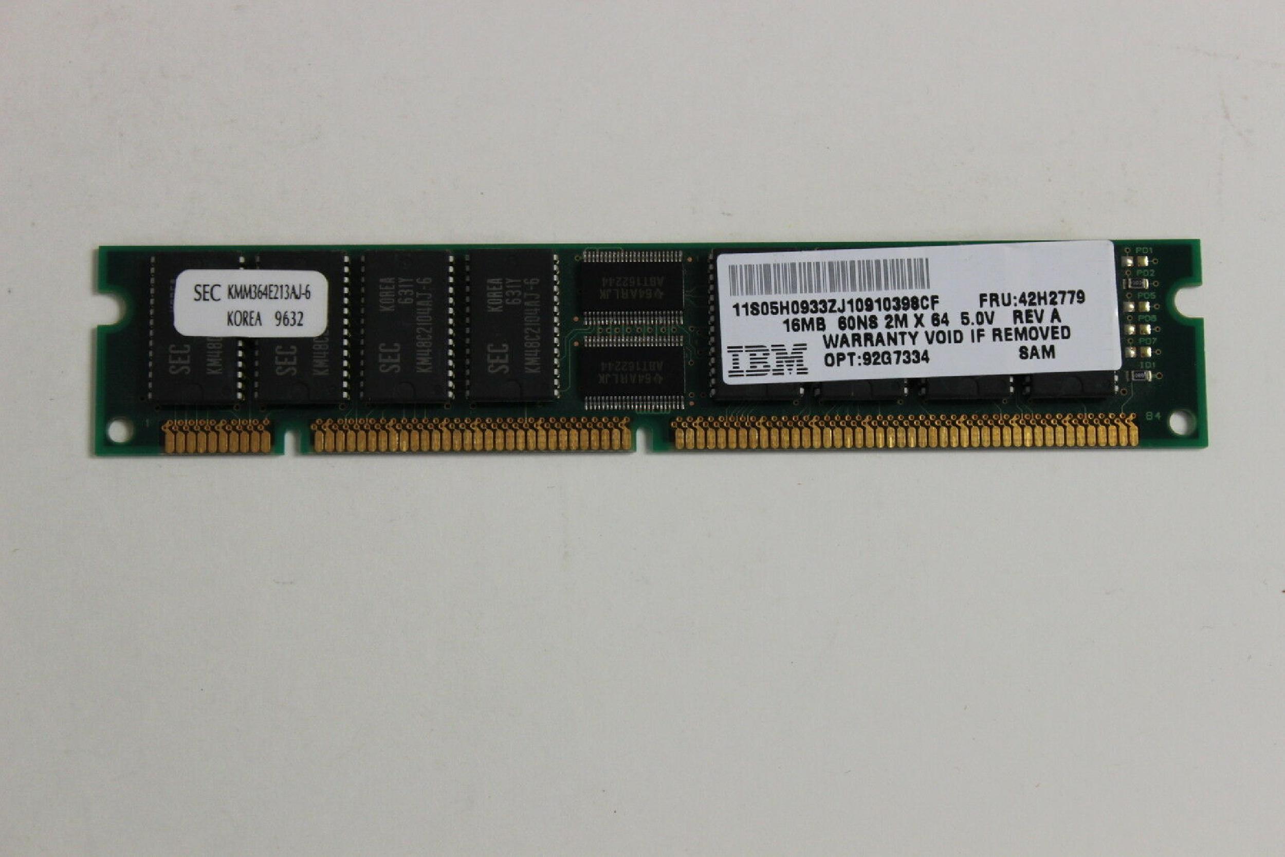 IBM 92G7334 16MB DIMM 60NS 5 VOLT NON-PARITY 750/350