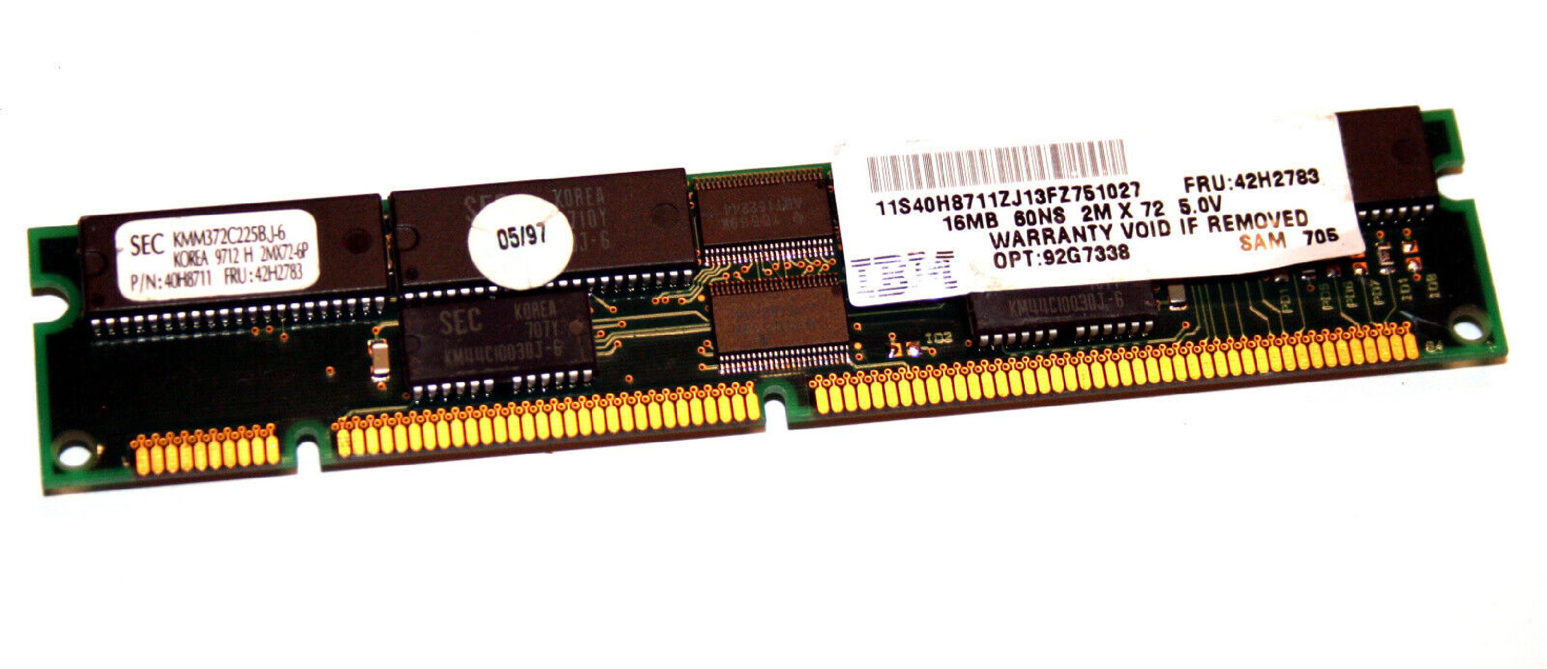 IBM 42H2783 16MB DIMM 60NS 5 VOLT 2X72 PARITY