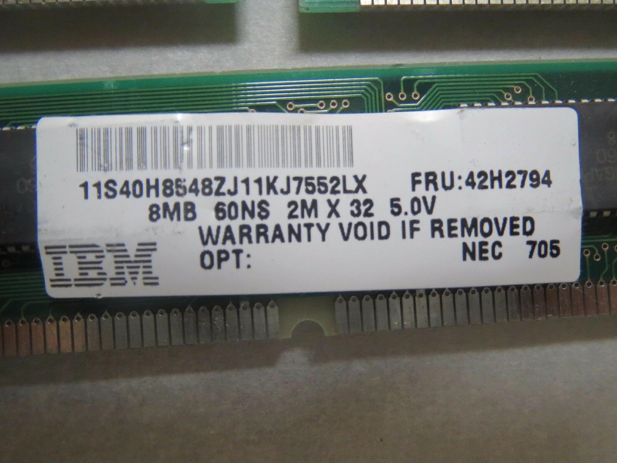 IBM 92G7320 2X32 8MB TIN LEADS 60NSEC EDO KIT OF 2 72PIN TINLEAF SIMM 60NS 2M X 32
