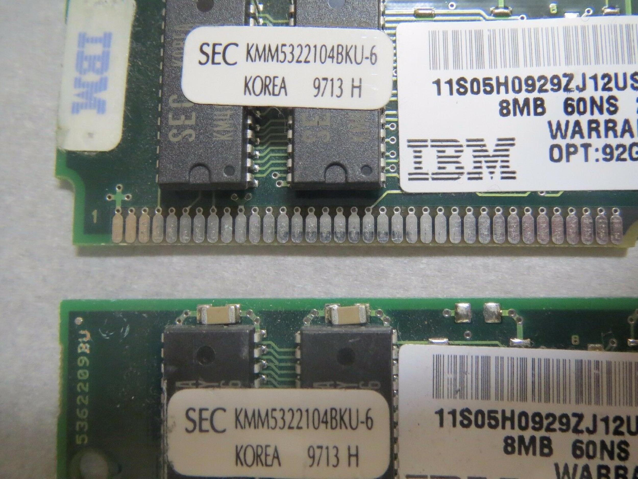 IBM 92G7320 2X32 8MB TIN LEADS 60NSEC EDO KIT OF 2 72PIN TINLEAF SIMM 60NS 2M X 32