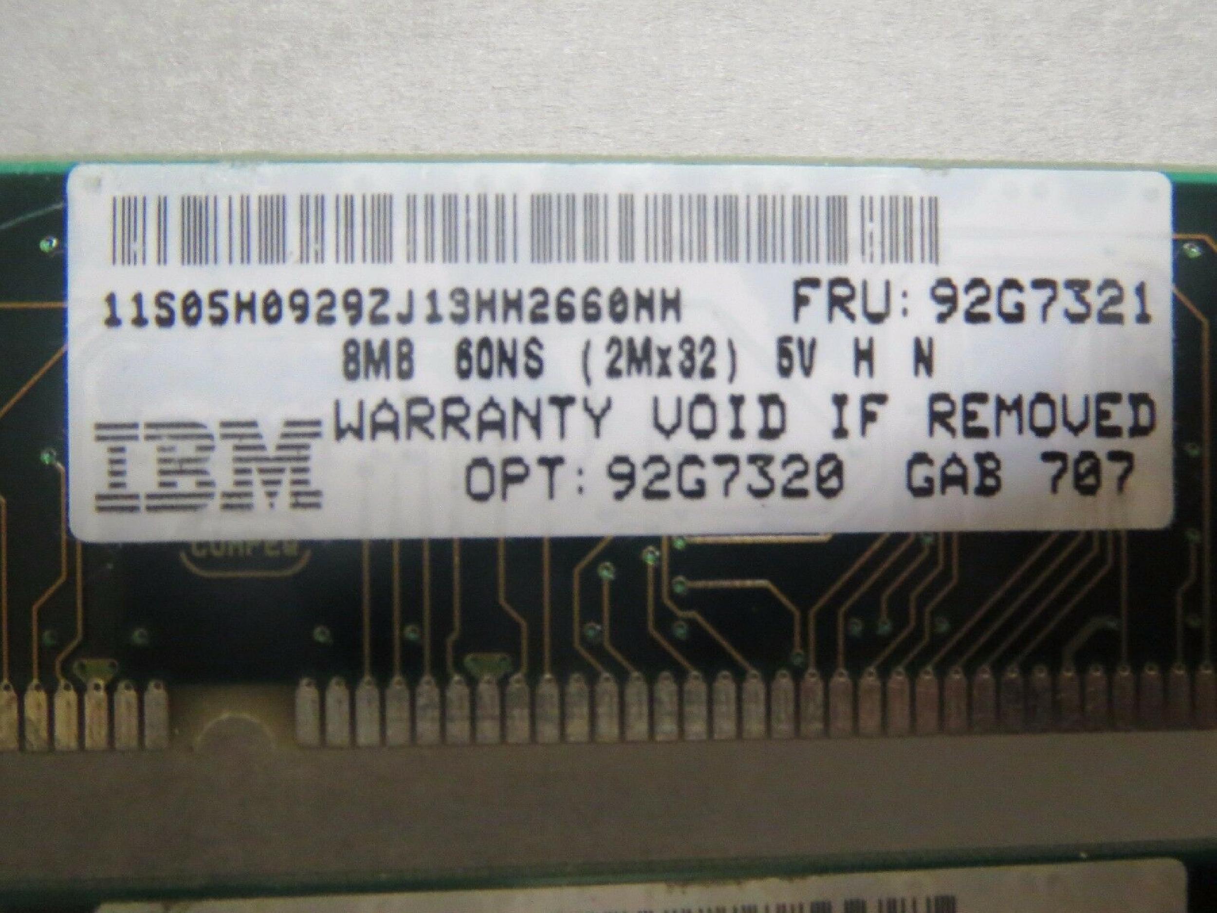 IBM 92G7320 2X32 8MB TIN LEADS 60NSEC EDO KIT OF 2 72PIN TINLEAF SIMM 60NS 2M X 32